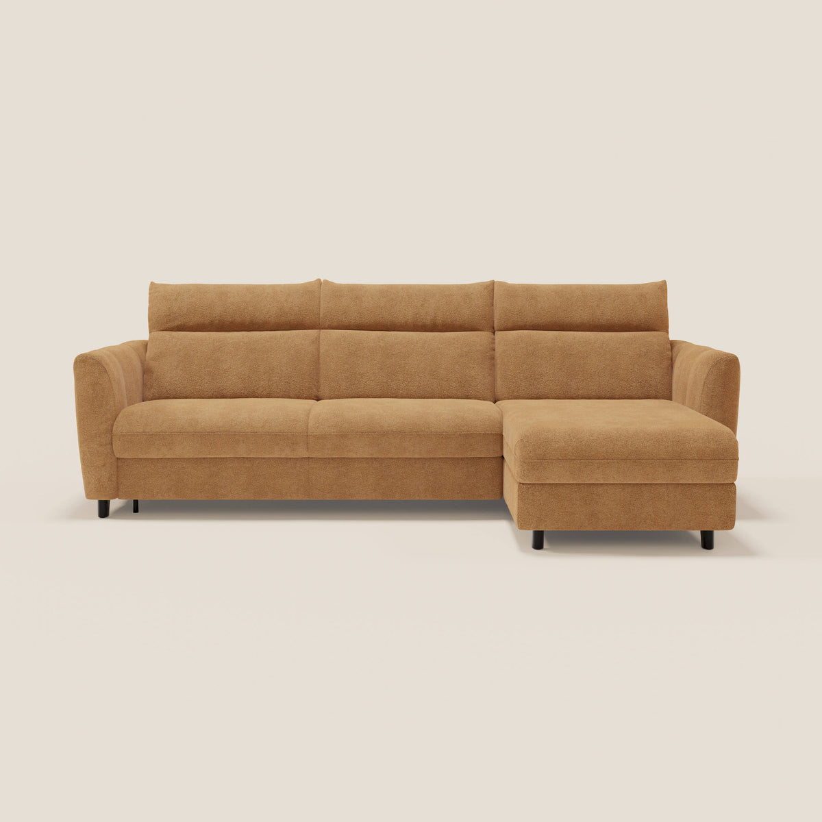 Peonia divano letto angolare con Penisola Contenitore - Materasso H18 cm in Bouclé Impermeabile T07 - divitt.sbs