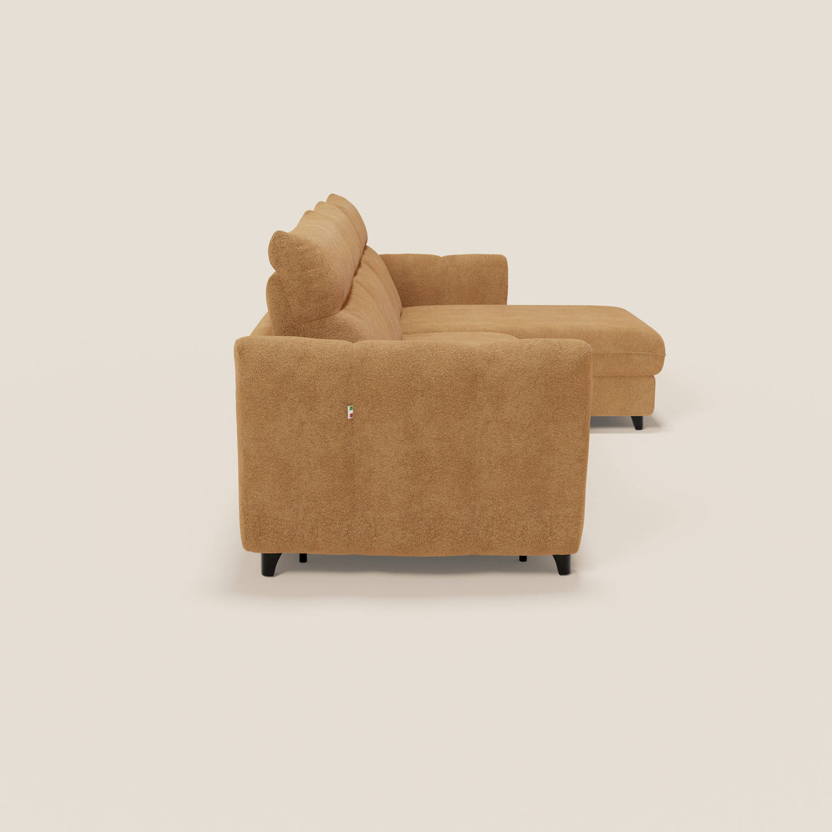 Peonia divano letto angolare con Penisola Contenitore - Materasso H18 cm in Bouclé Impermeabile T07 - divitt.sbs