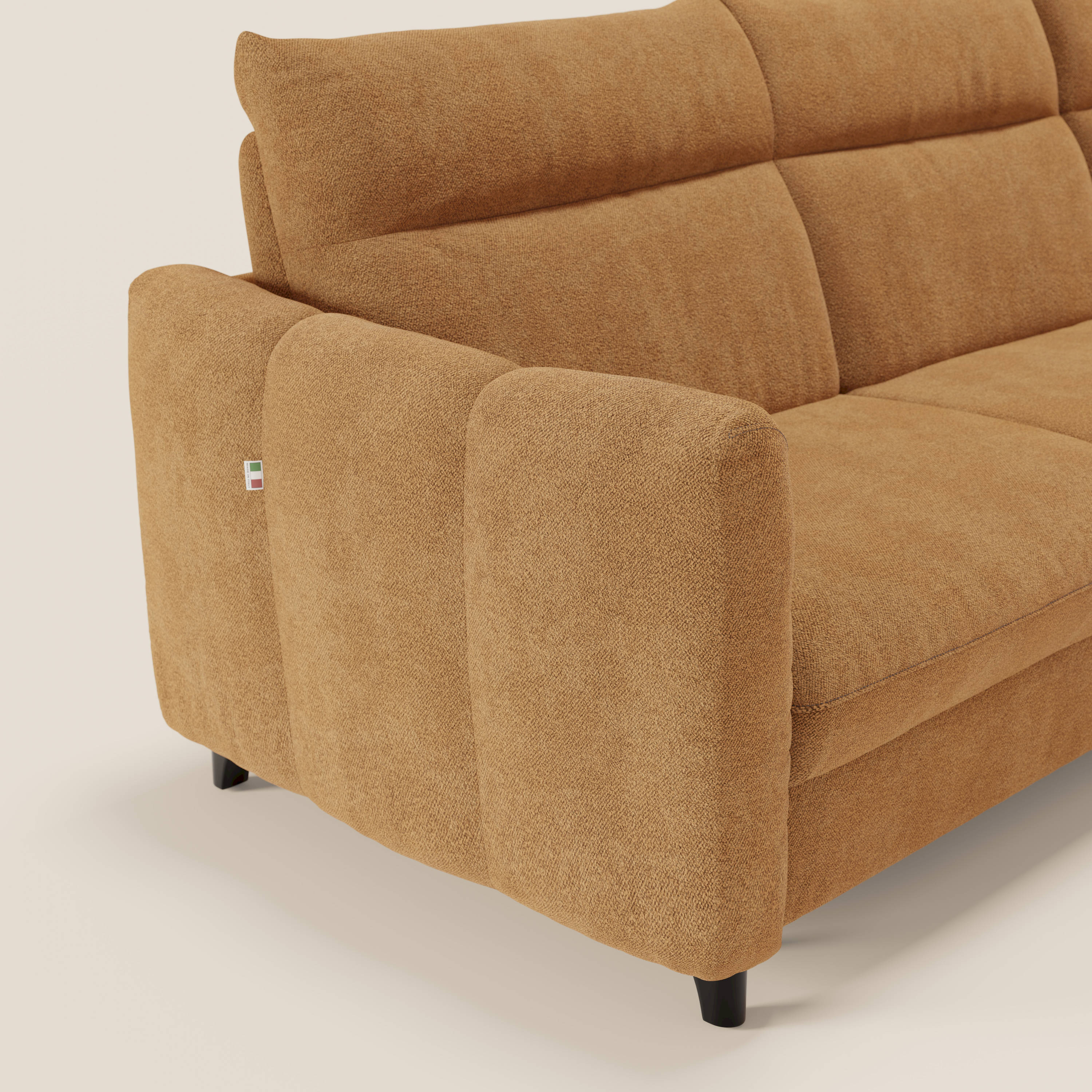 Peonia divano letto angolare con Penisola Contenitore - Materasso H18 cm in Bouclé Impermeabile T07 - divitt.sbs