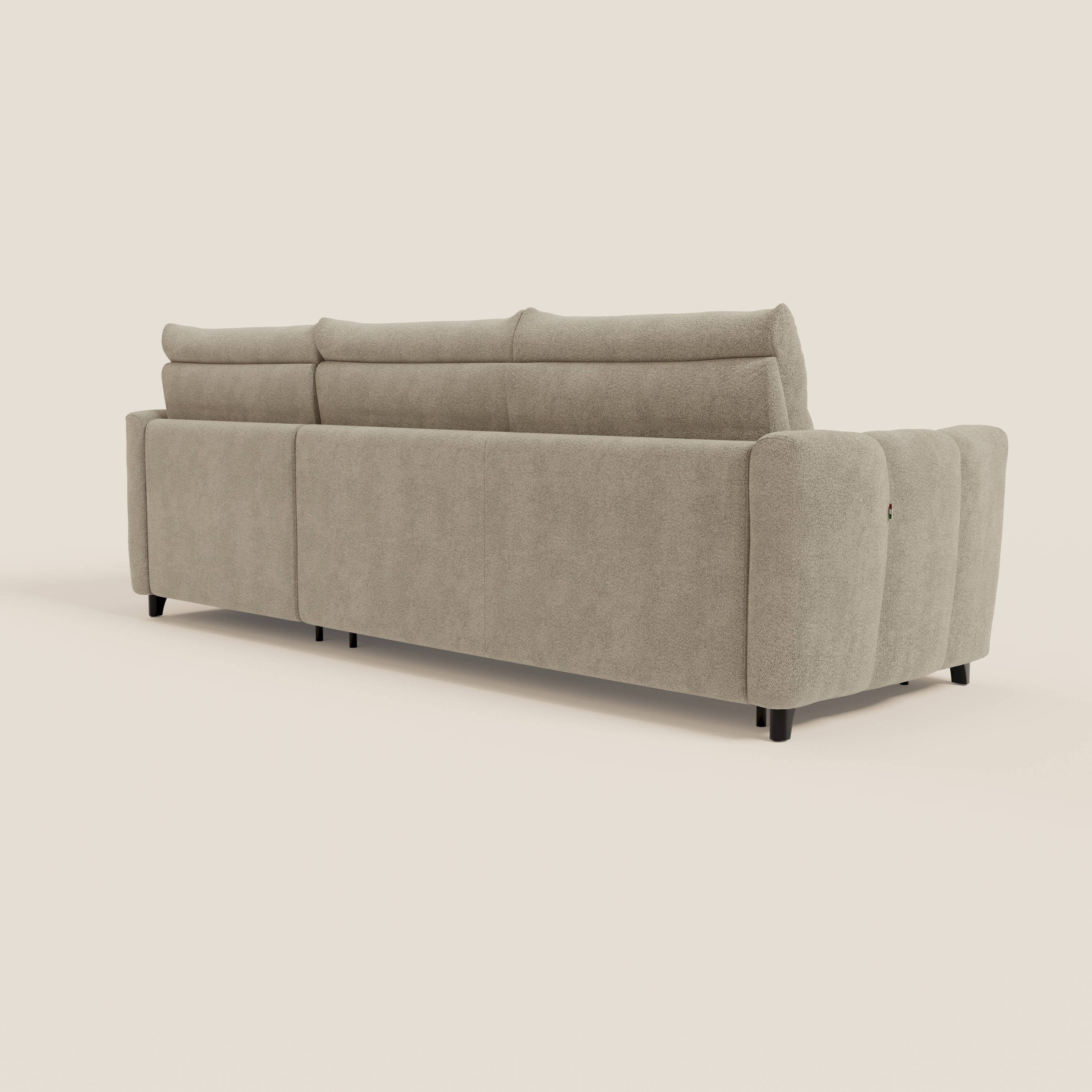 Peonia divano letto angolare con Penisola Contenitore - Materasso H18 cm in Bouclé Impermeabile T07 - divitt.sbs