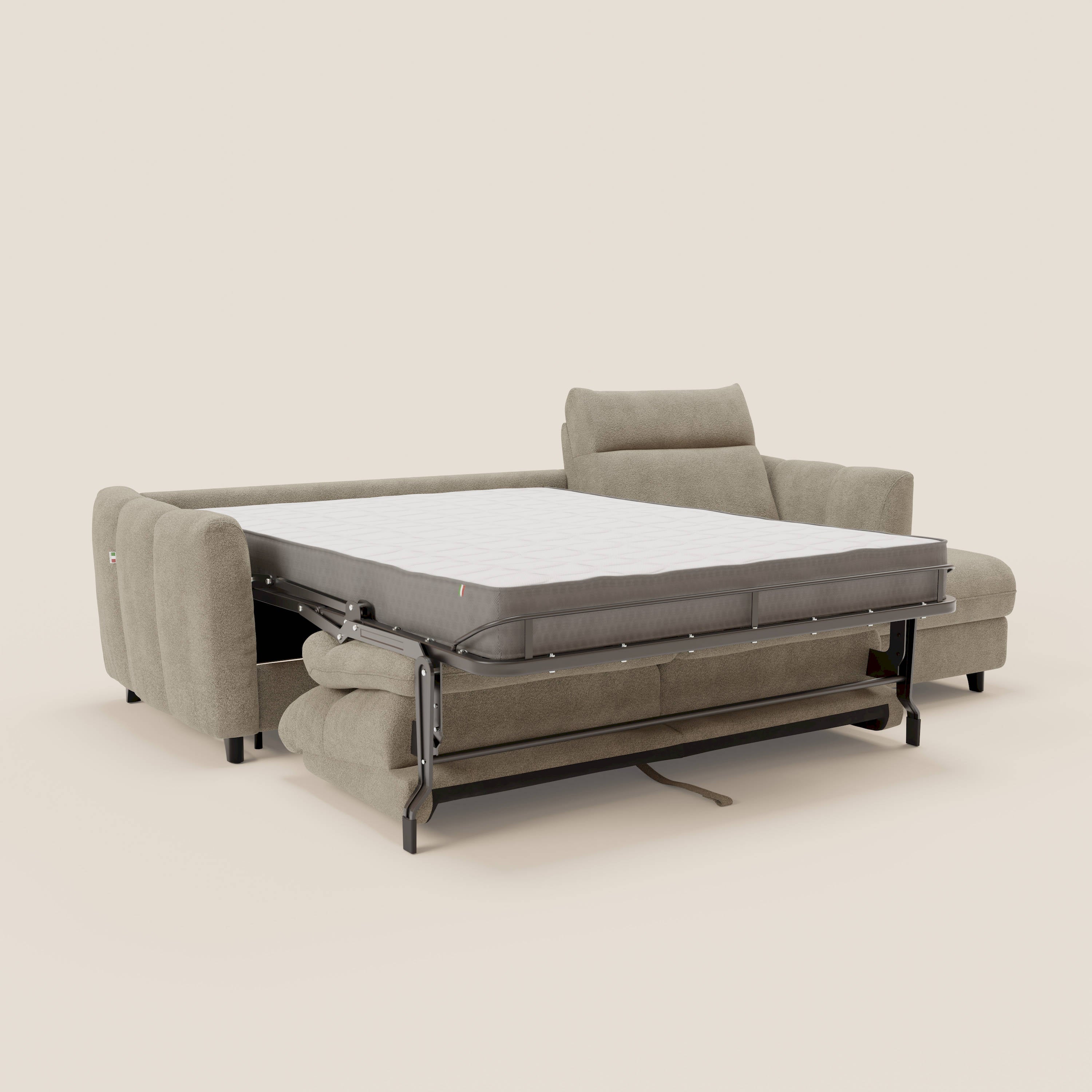 Peonia divano letto angolare con Penisola Contenitore - Materasso H18 cm in Bouclé Impermeabile T07 - divitt.sbs