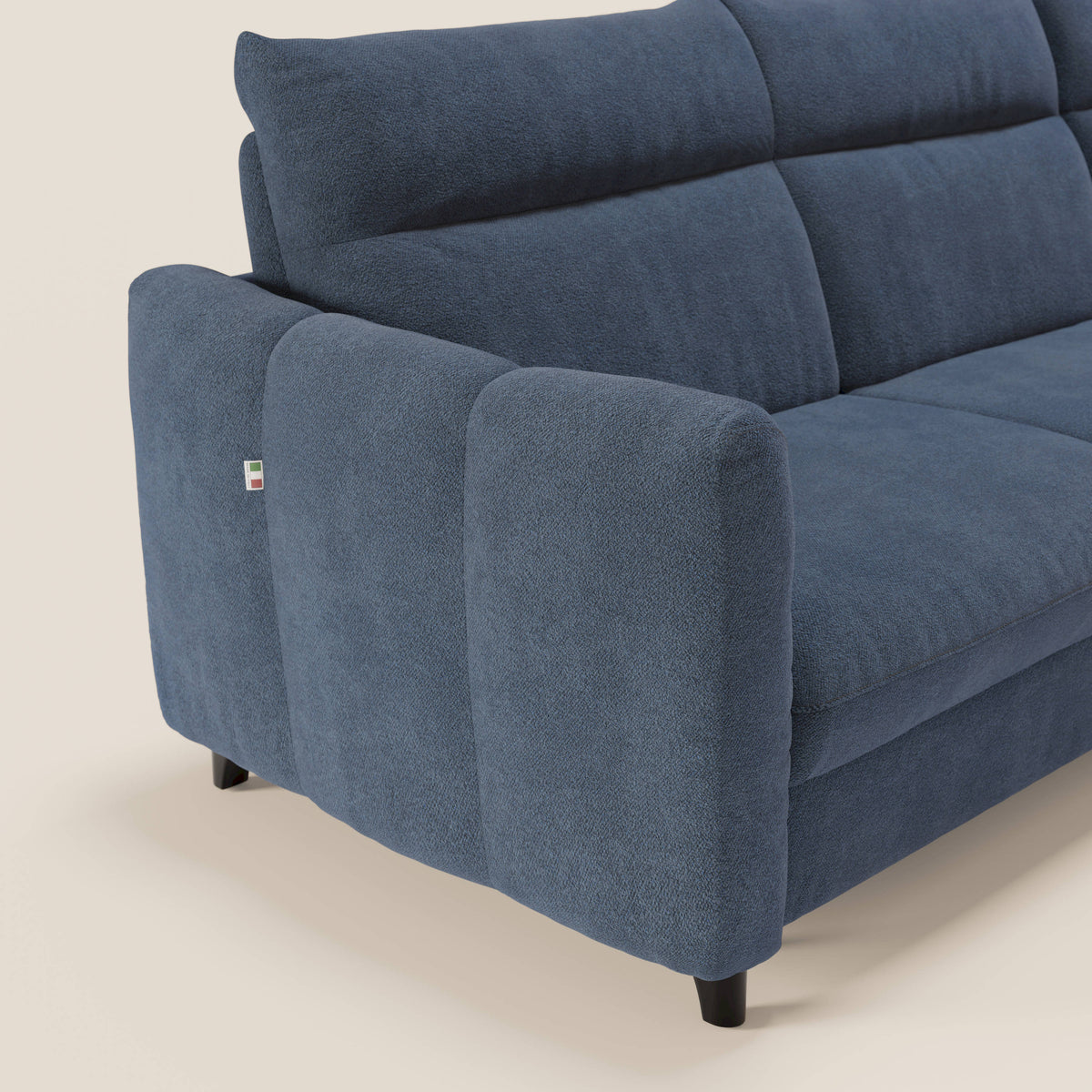 Peonia divano letto angolare con Penisola Contenitore - Materasso H18 cm in Bouclé Impermeabile T07 - divitt.sbs