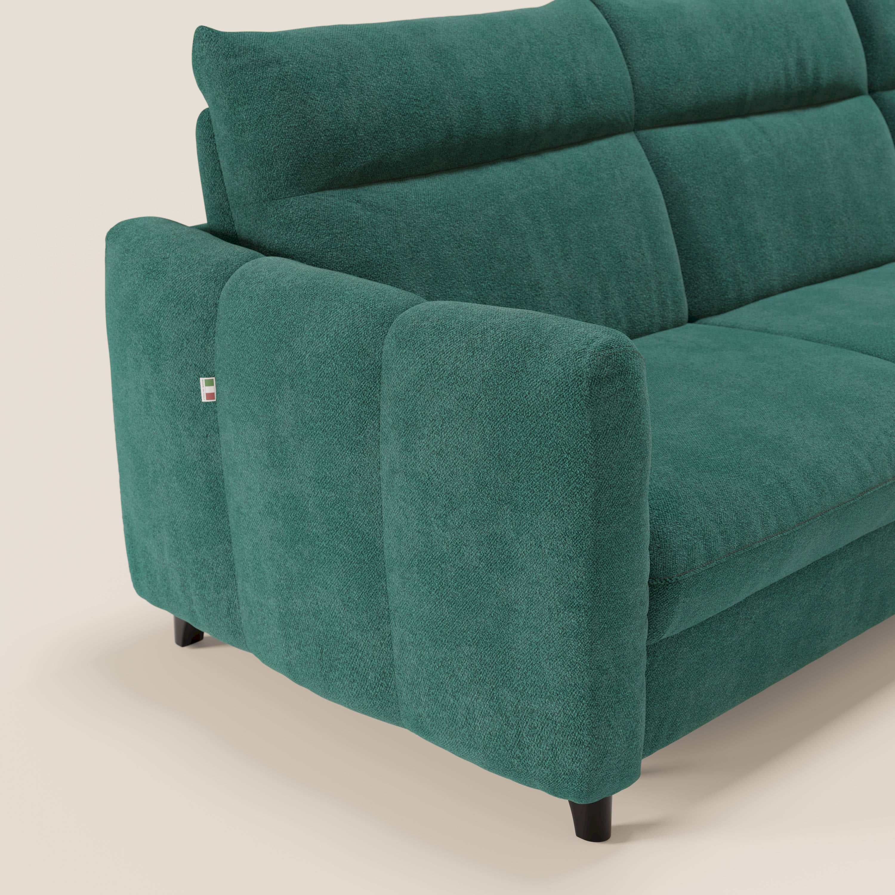 Peonia divano letto angolare con Penisola Contenitore - Materasso H18 cm in Bouclé Impermeabile T07 - divitt.sbs