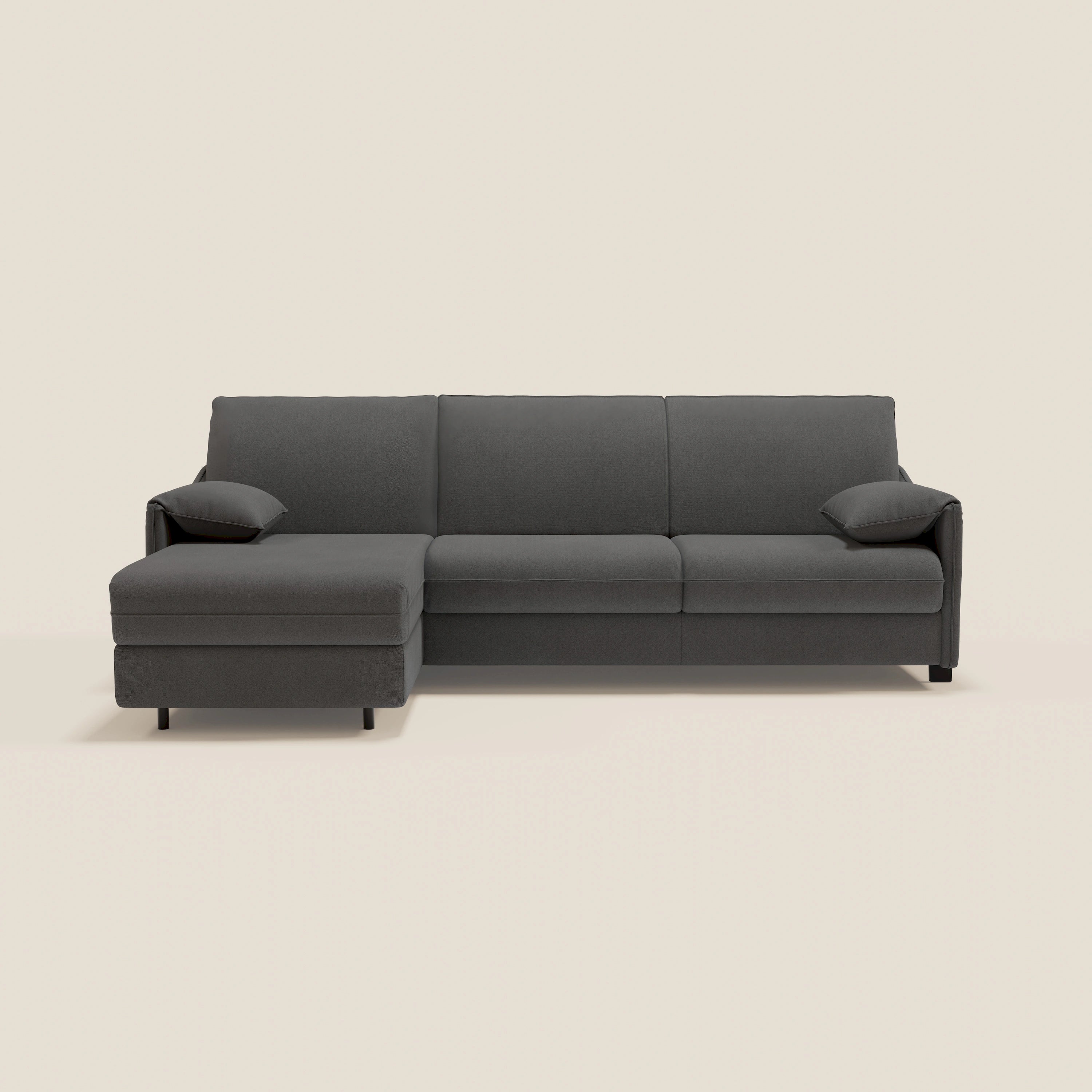 Primula divano letto angolare con materasso H18 cm - penisola contenitore in tessuto smacchiabile T05 - divitt.sbs