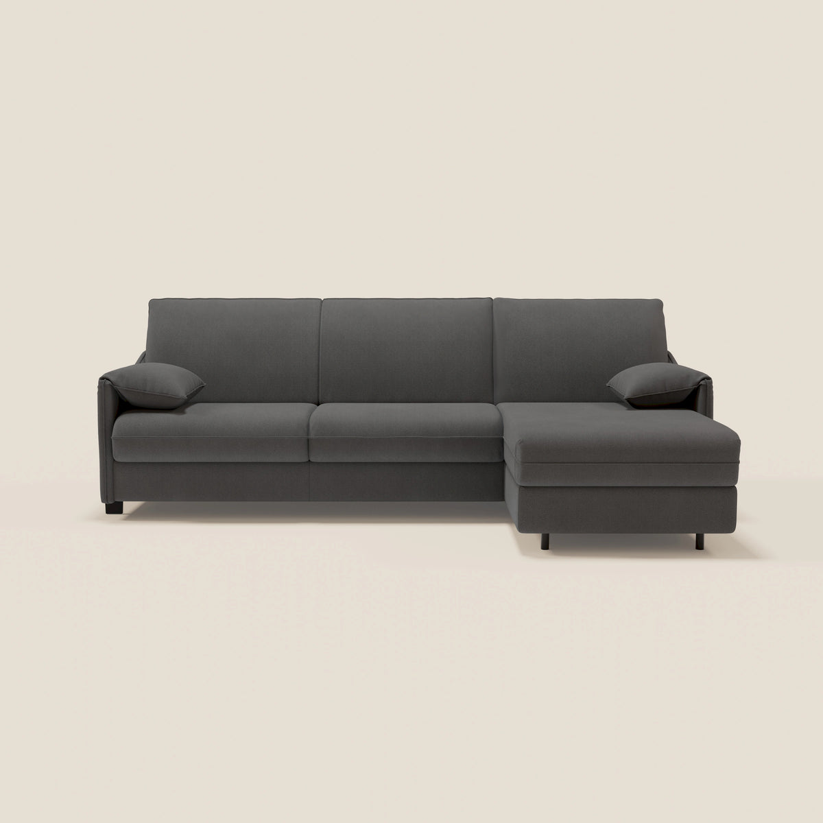 Primula divano letto angolare con materasso H18 cm - penisola contenitore in tessuto smacchiabile T05 - divitt.sbs