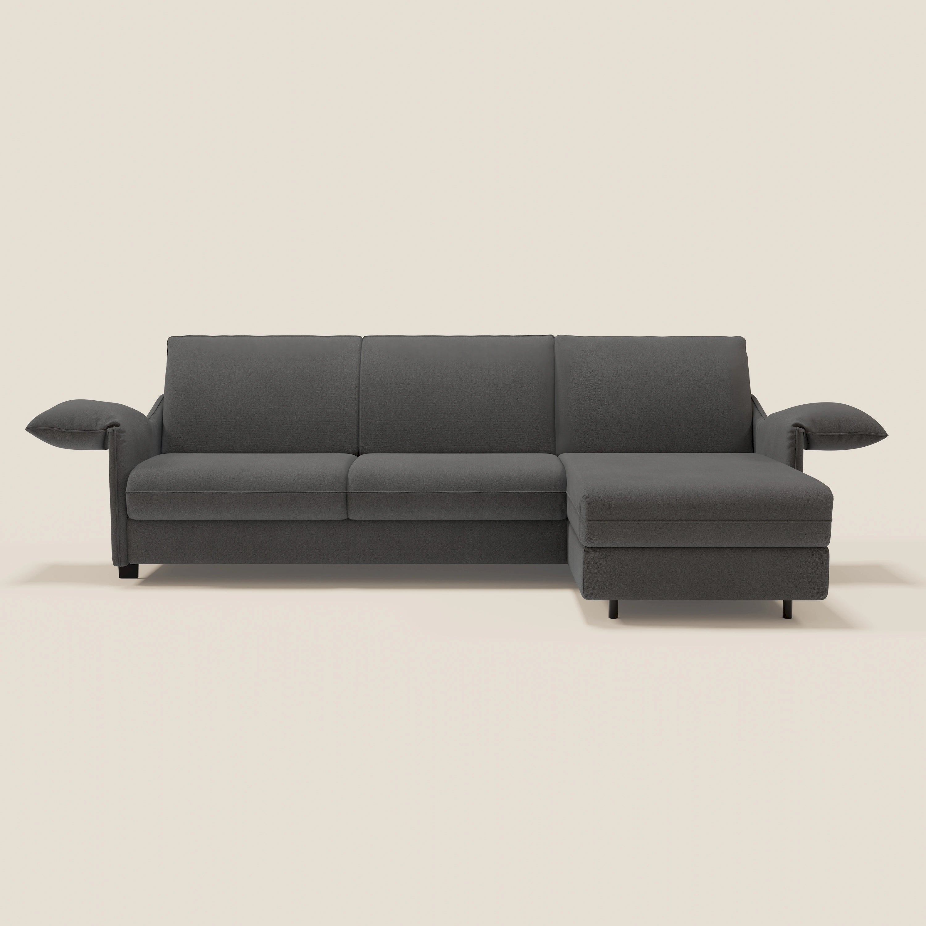 Primula divano letto angolare con materasso H18 cm - penisola contenitore in tessuto smacchiabile T05 - divitt.sbs