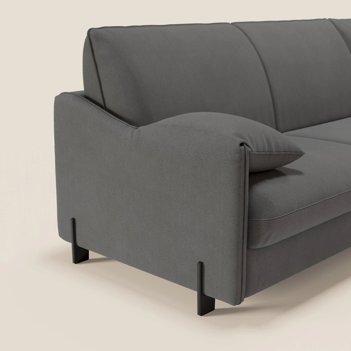 Primula divano letto angolare con materasso H18 cm - penisola contenitore in tessuto smacchiabile T05 - divitt.sbs