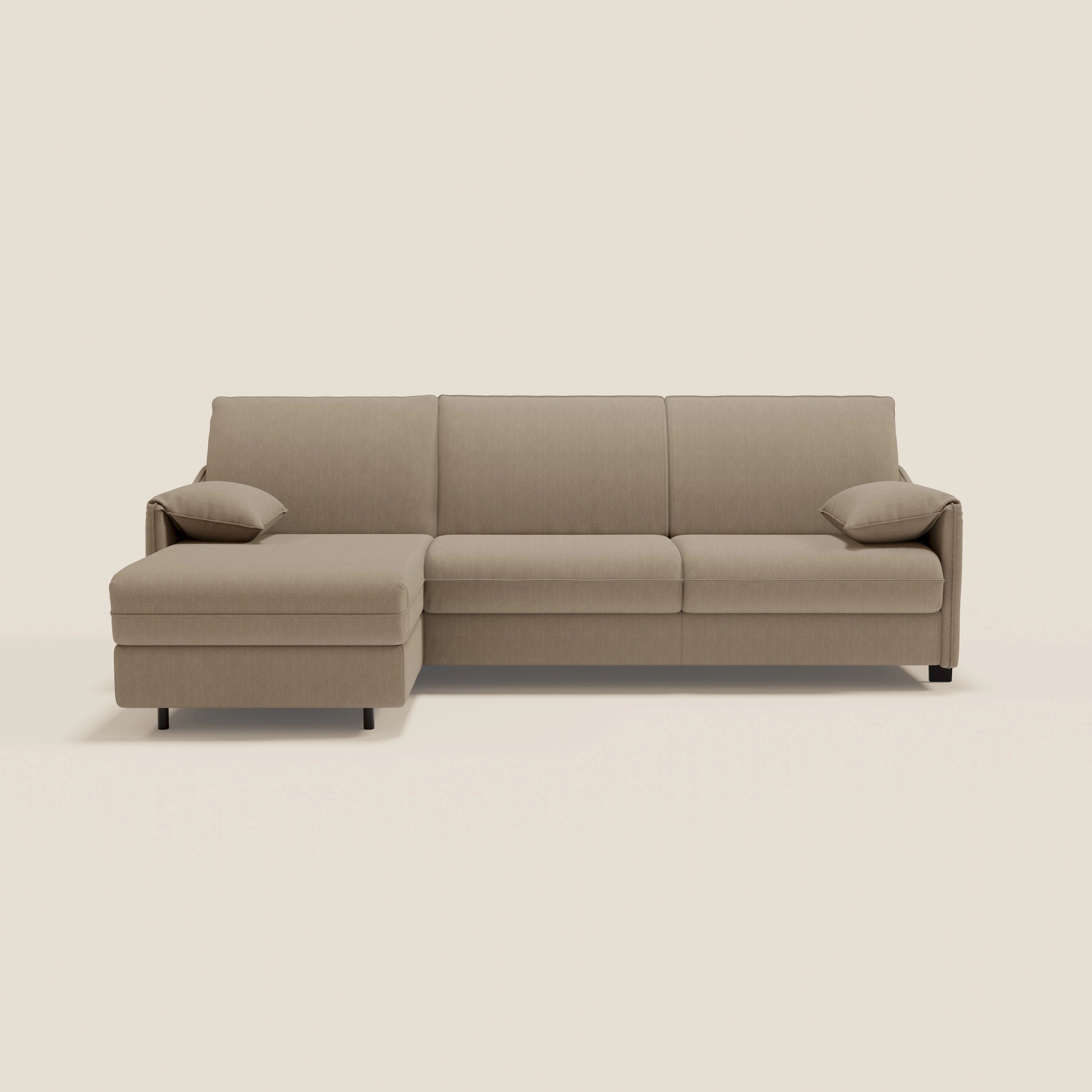 Primula divano letto angolare con materasso H18 cm - penisola contenitore in tessuto smacchiabile T05 - divitt.sbs