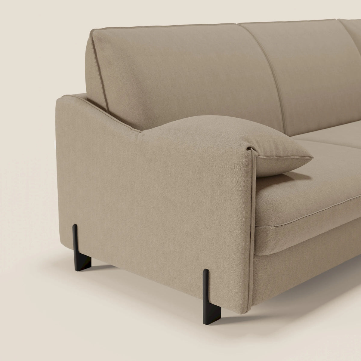 Primula divano letto angolare con materasso H18 cm - penisola contenitore in tessuto smacchiabile T05 - divitt.sbs