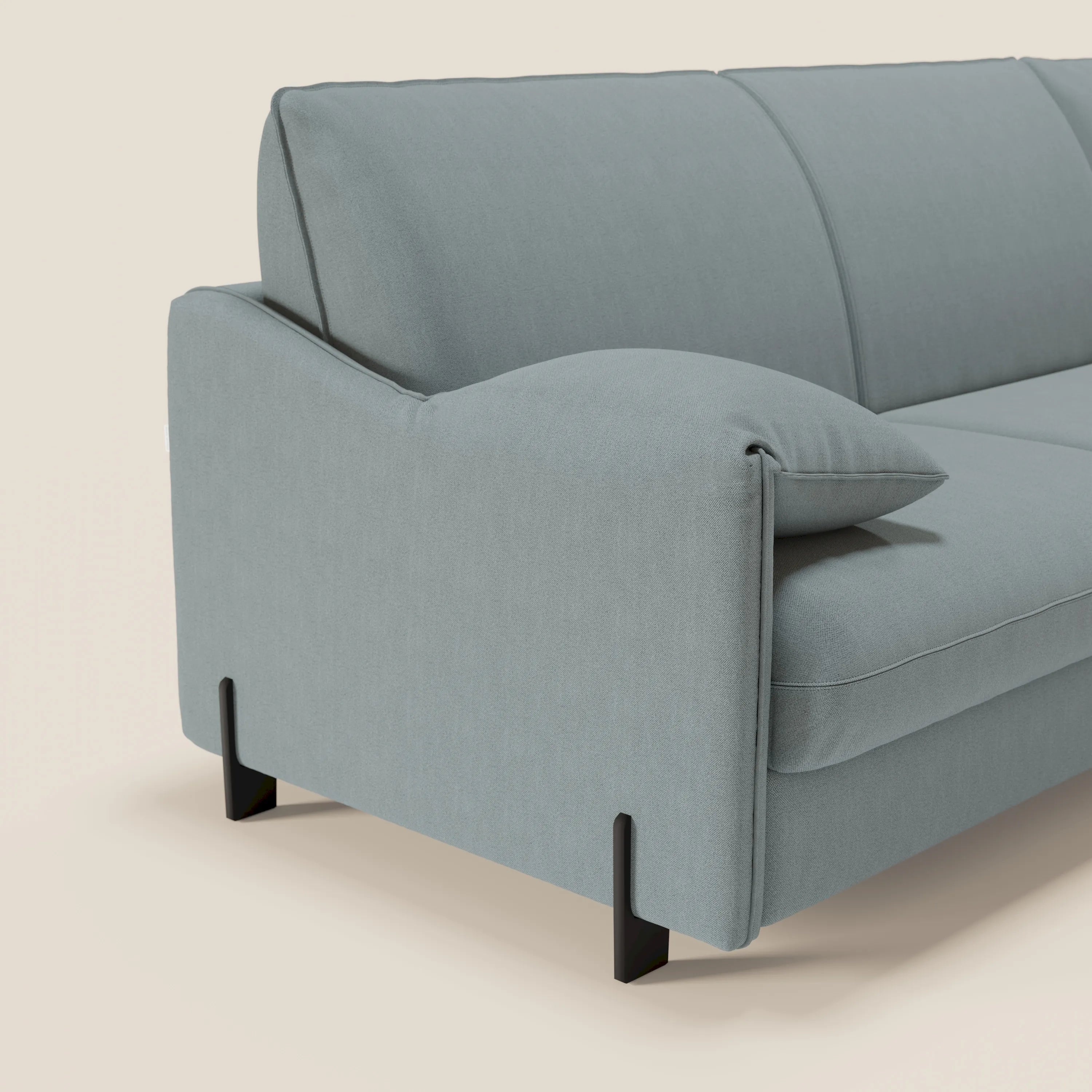 Primula divano letto angolare con materasso H18 cm - penisola contenitore in tessuto smacchiabile T05 - divitt.sbs
