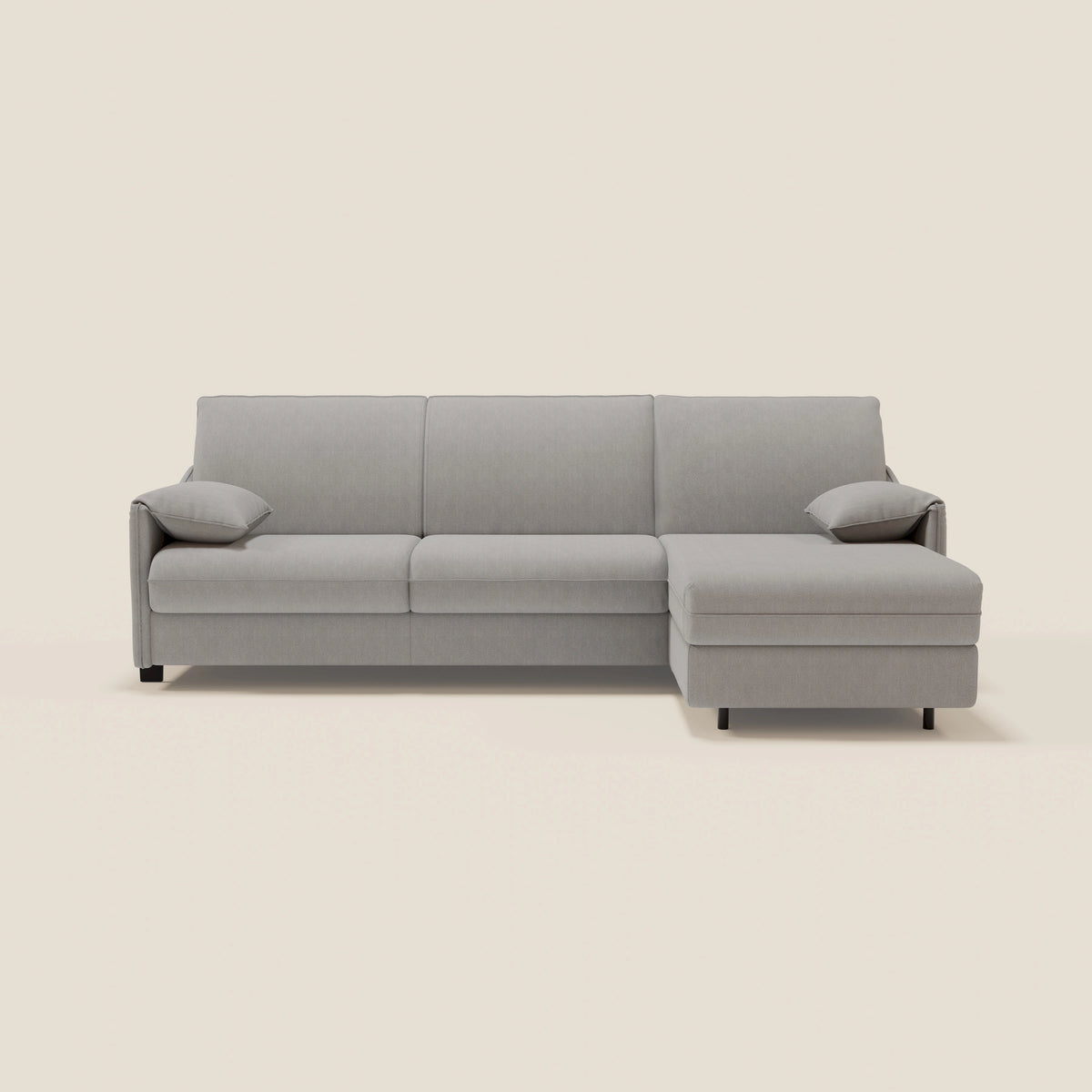 Primula divano letto angolare con materasso H18 cm - penisola contenitore in tessuto smacchiabile T05 - divitt.sbs