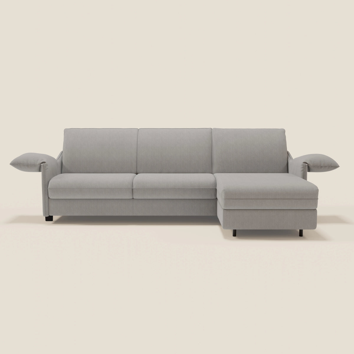 Primula divano letto angolare con materasso H18 cm - penisola contenitore in tessuto smacchiabile T05 - divitt.sbs