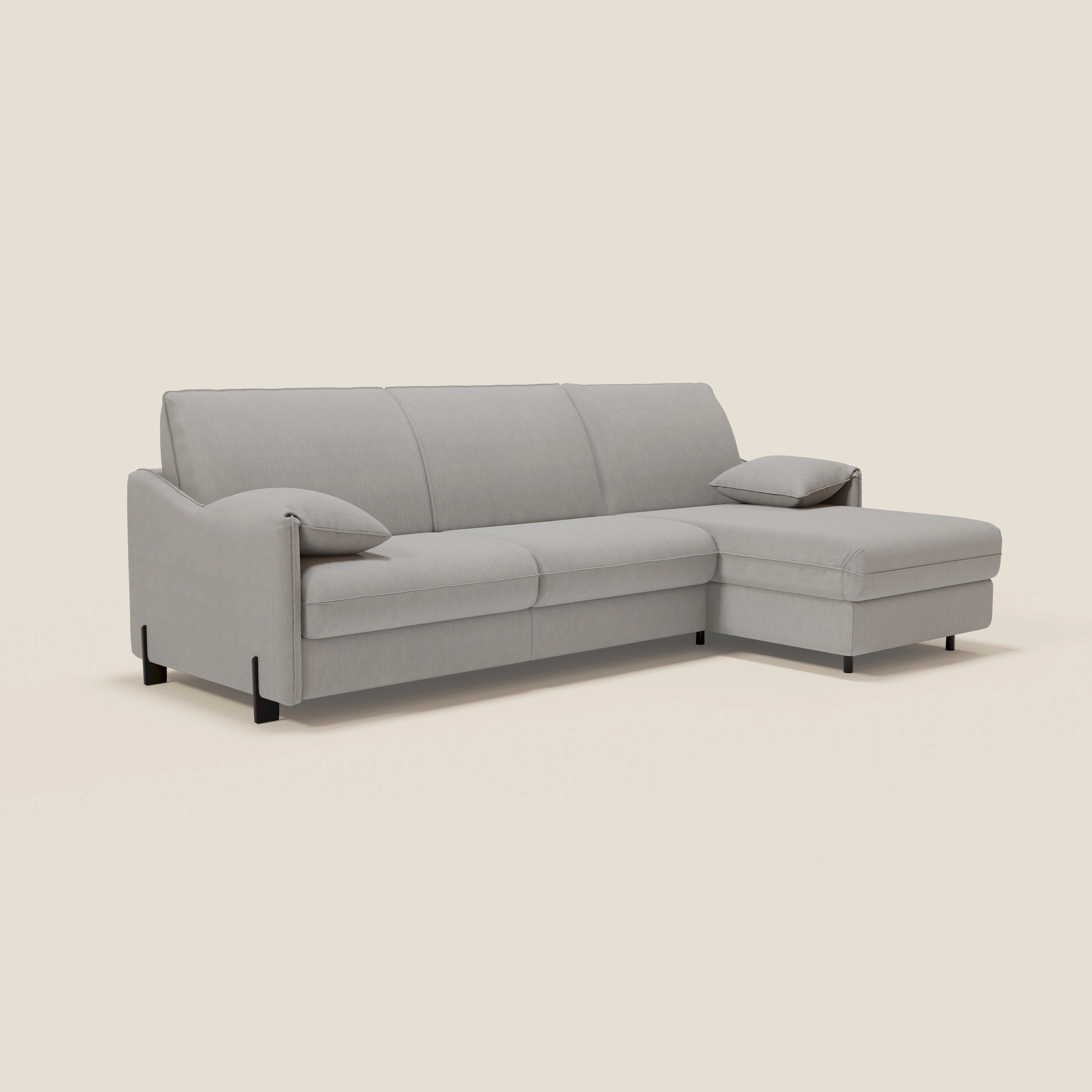 Primula divano letto angolare con materasso H18 cm - penisola contenitore in tessuto smacchiabile T05 - divitt.sbs