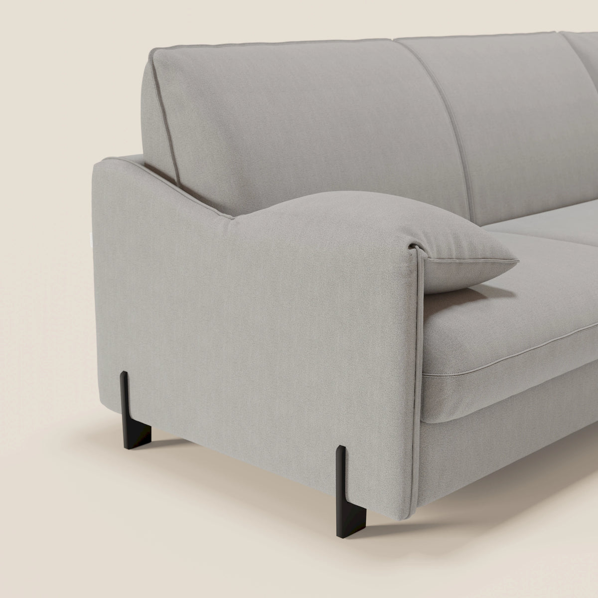 Primula divano letto angolare con materasso H18 cm - penisola contenitore in tessuto smacchiabile T05 - divitt.sbs