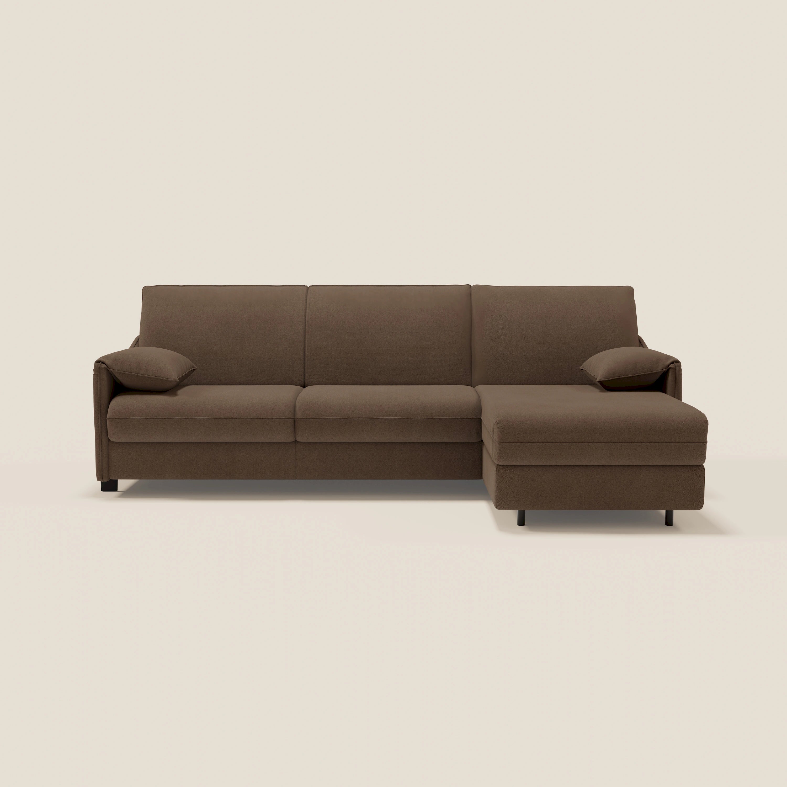 Primula divano letto angolare con materasso H18 cm - penisola contenitore in tessuto smacchiabile T05 - divitt.sbs