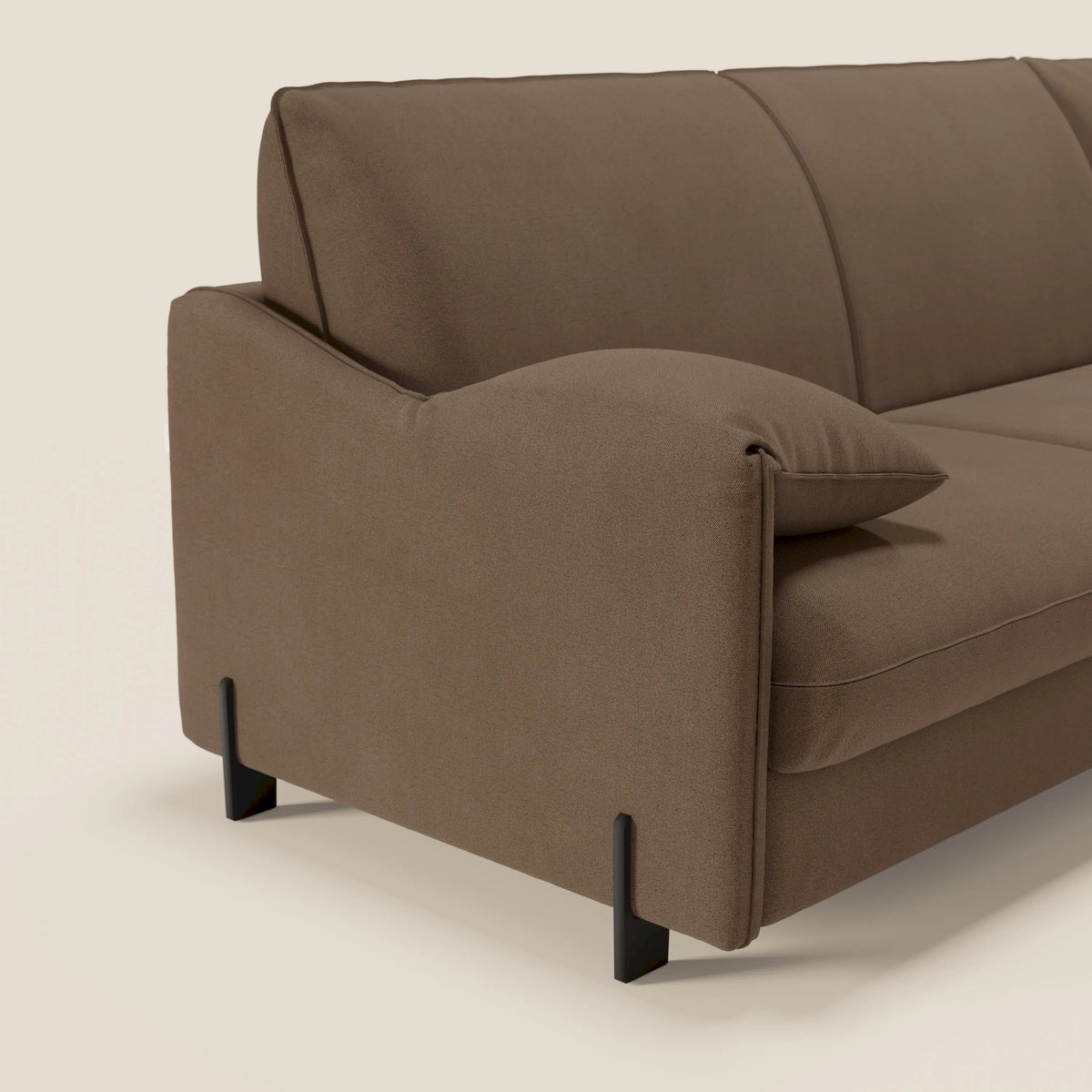 Primula divano letto angolare con materasso H18 cm - penisola contenitore in tessuto smacchiabile T05 - divitt.sbs