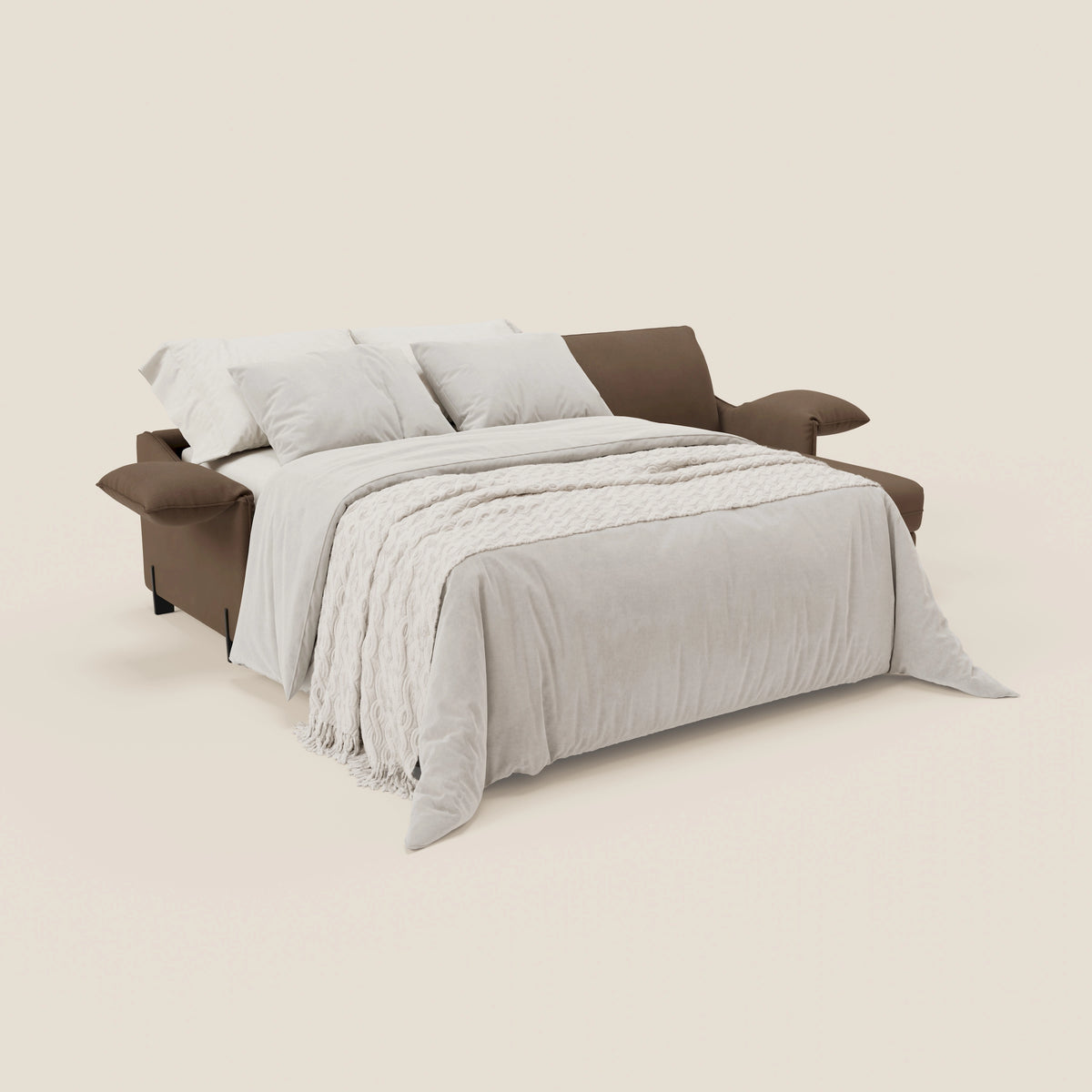 Primula divano letto angolare con materasso H18 cm - penisola contenitore in tessuto smacchiabile T05 - divitt.sbs