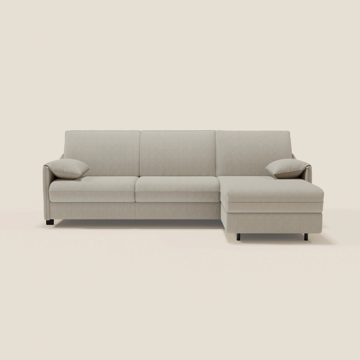 Primula divano letto angolare con materasso H18 cm - penisola contenitore in tessuto smacchiabile T05 - divitt.sbs