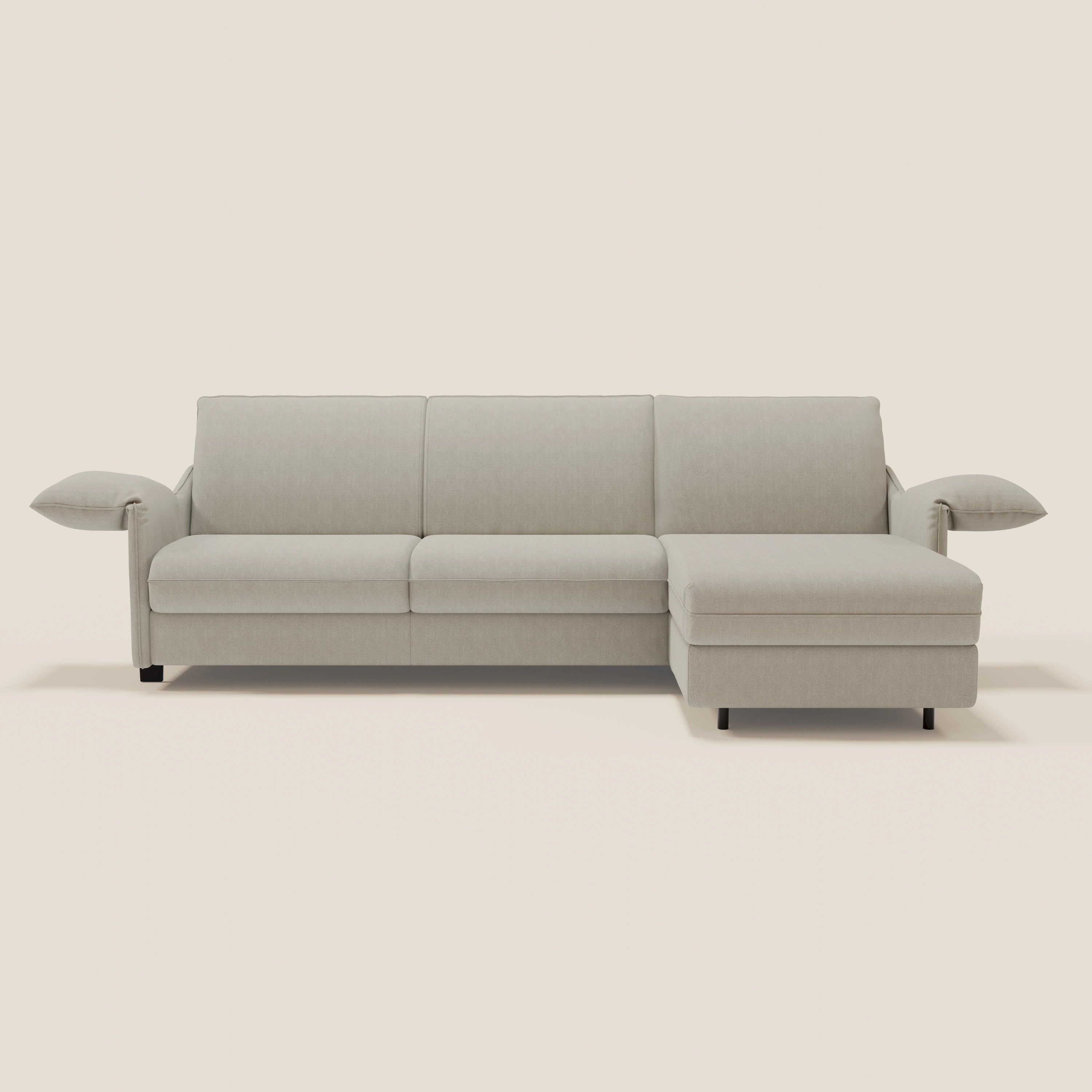 Primula divano letto angolare con materasso H18 cm - penisola contenitore in tessuto smacchiabile T05 - divitt.sbs