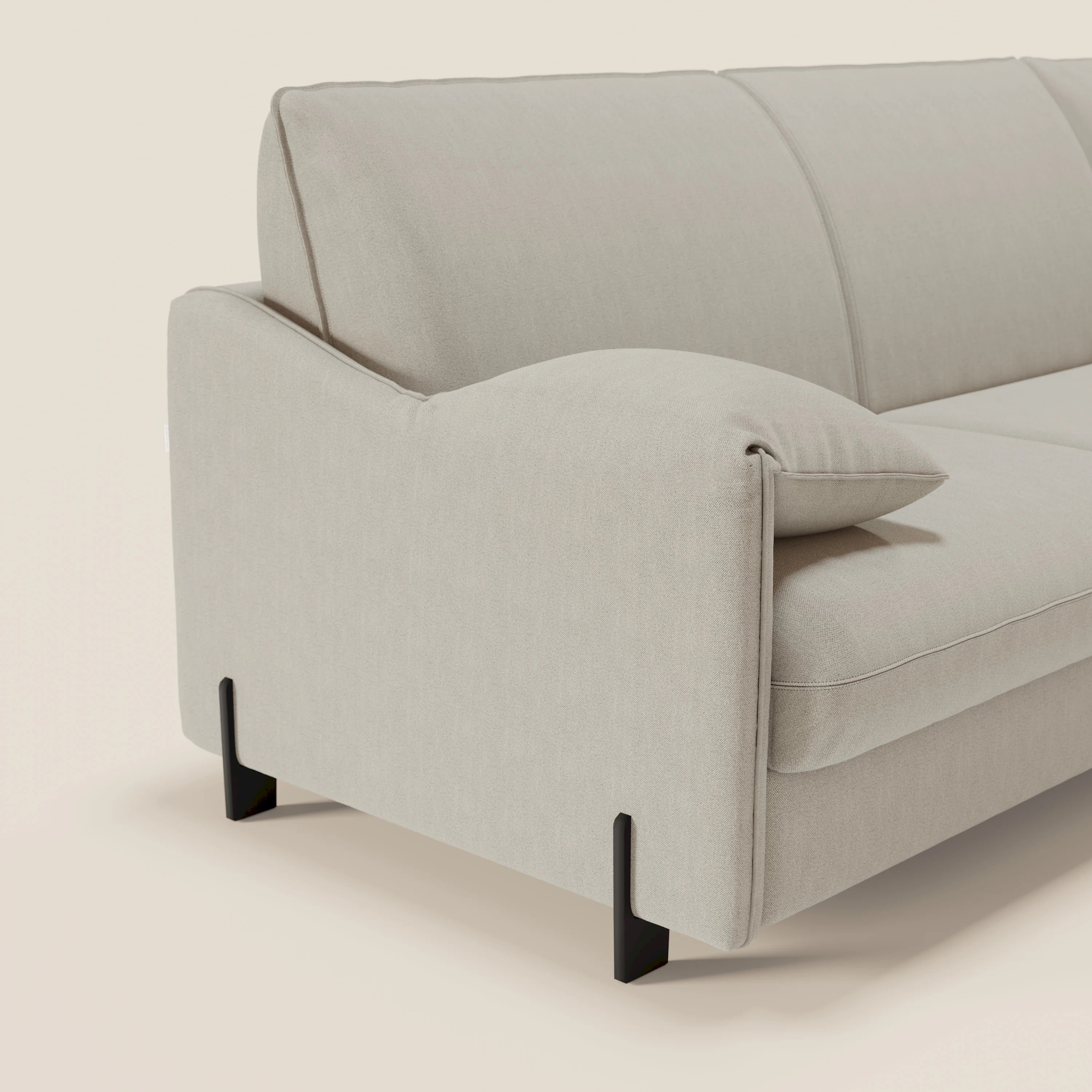 Primula divano letto angolare con materasso H18 cm - penisola contenitore in tessuto smacchiabile T05 - divitt.sbs