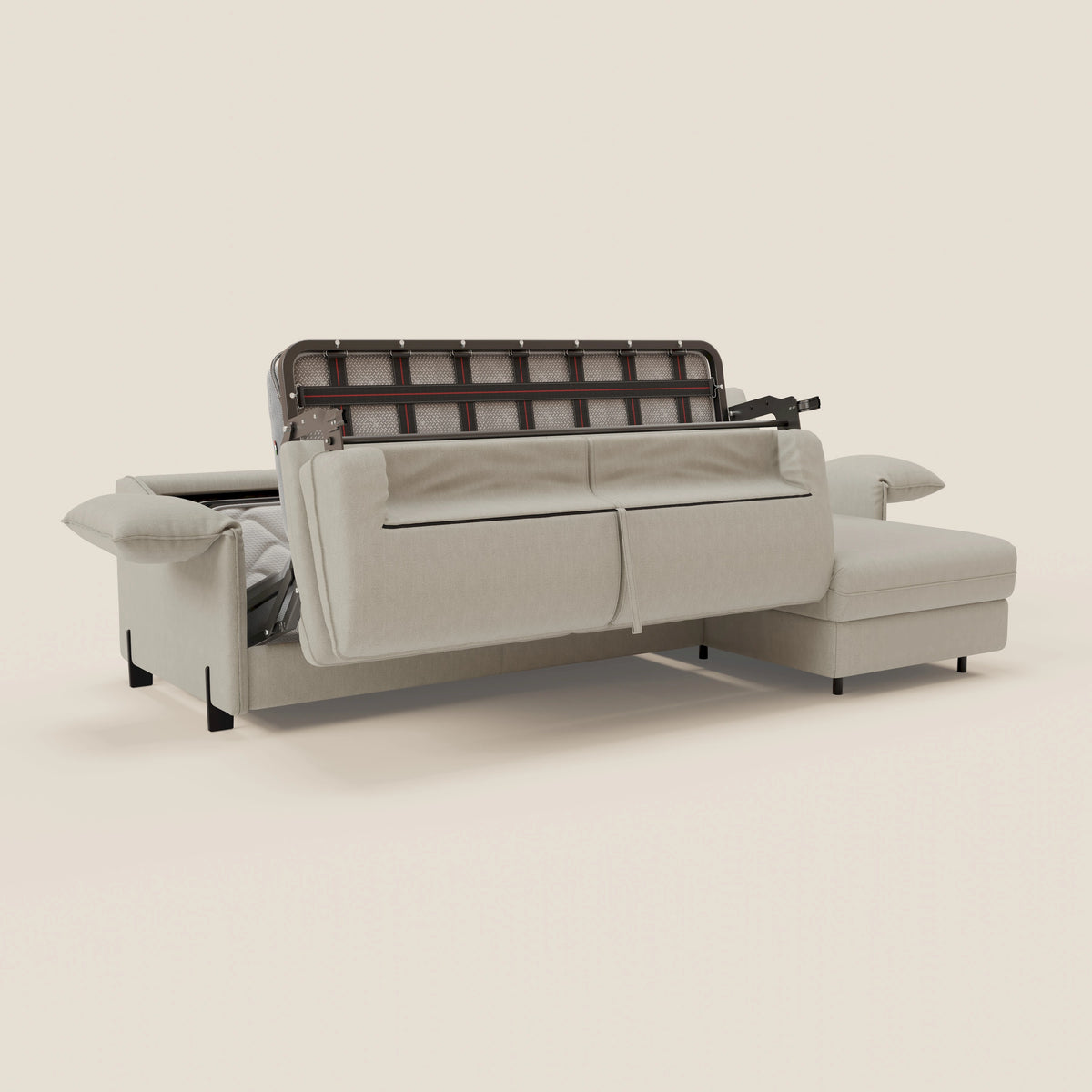 Primula divano letto angolare con materasso H18 cm - penisola contenitore in tessuto smacchiabile T05 - divitt.sbs