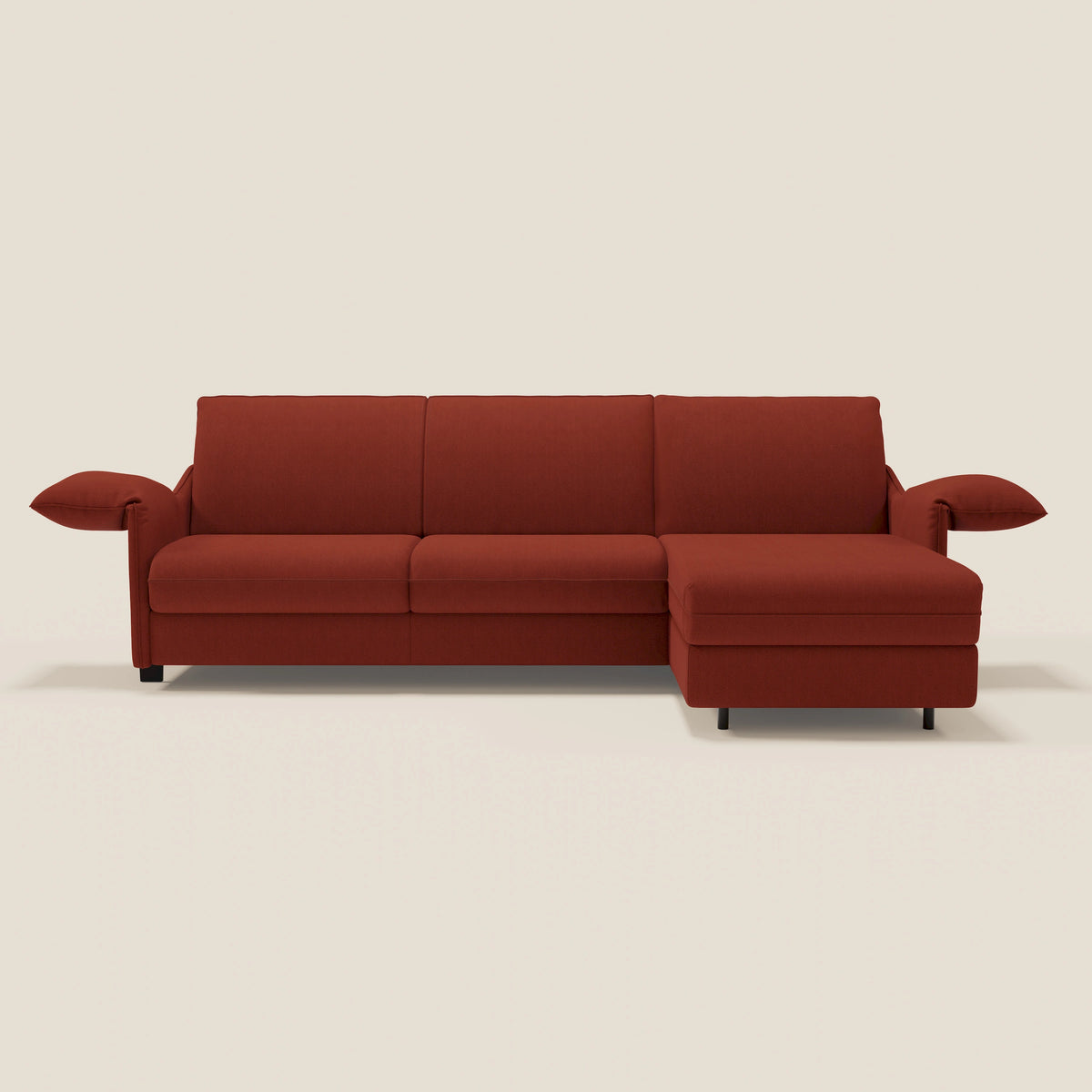 Primula divano letto angolare con materasso H18 cm - penisola contenitore in tessuto smacchiabile T05 - divitt.sbs