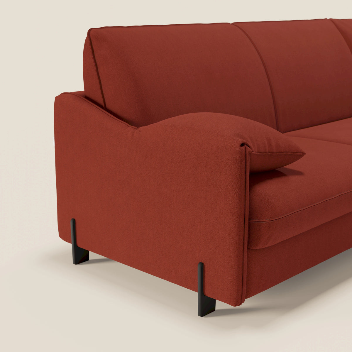Primula divano letto angolare con materasso H18 cm - penisola contenitore in tessuto smacchiabile T05 - divitt.sbs