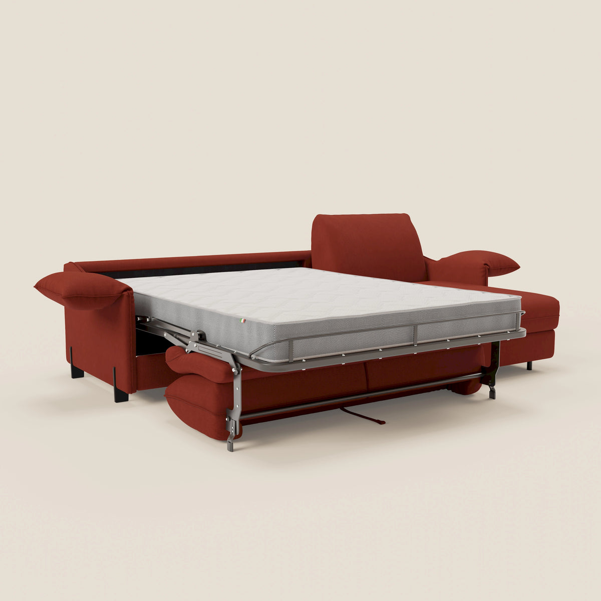 Primula divano letto angolare con materasso H18 cm - penisola contenitore in tessuto smacchiabile T05 - divitt.sbs