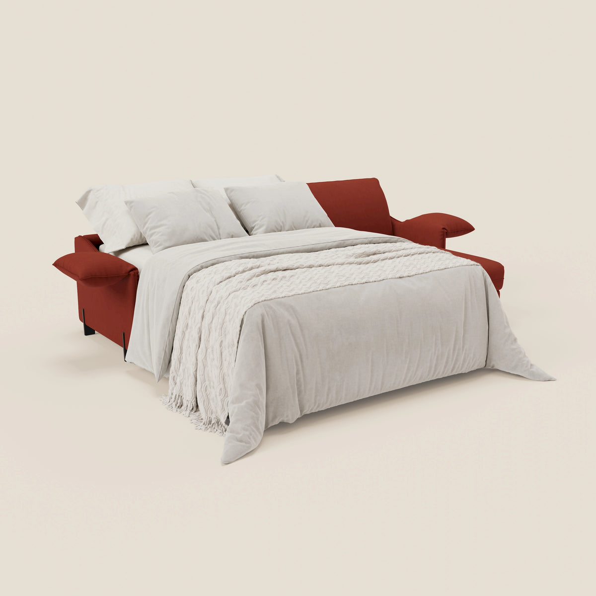 Primula divano letto angolare con materasso H18 cm - penisola contenitore in tessuto smacchiabile T05 - divitt.sbs