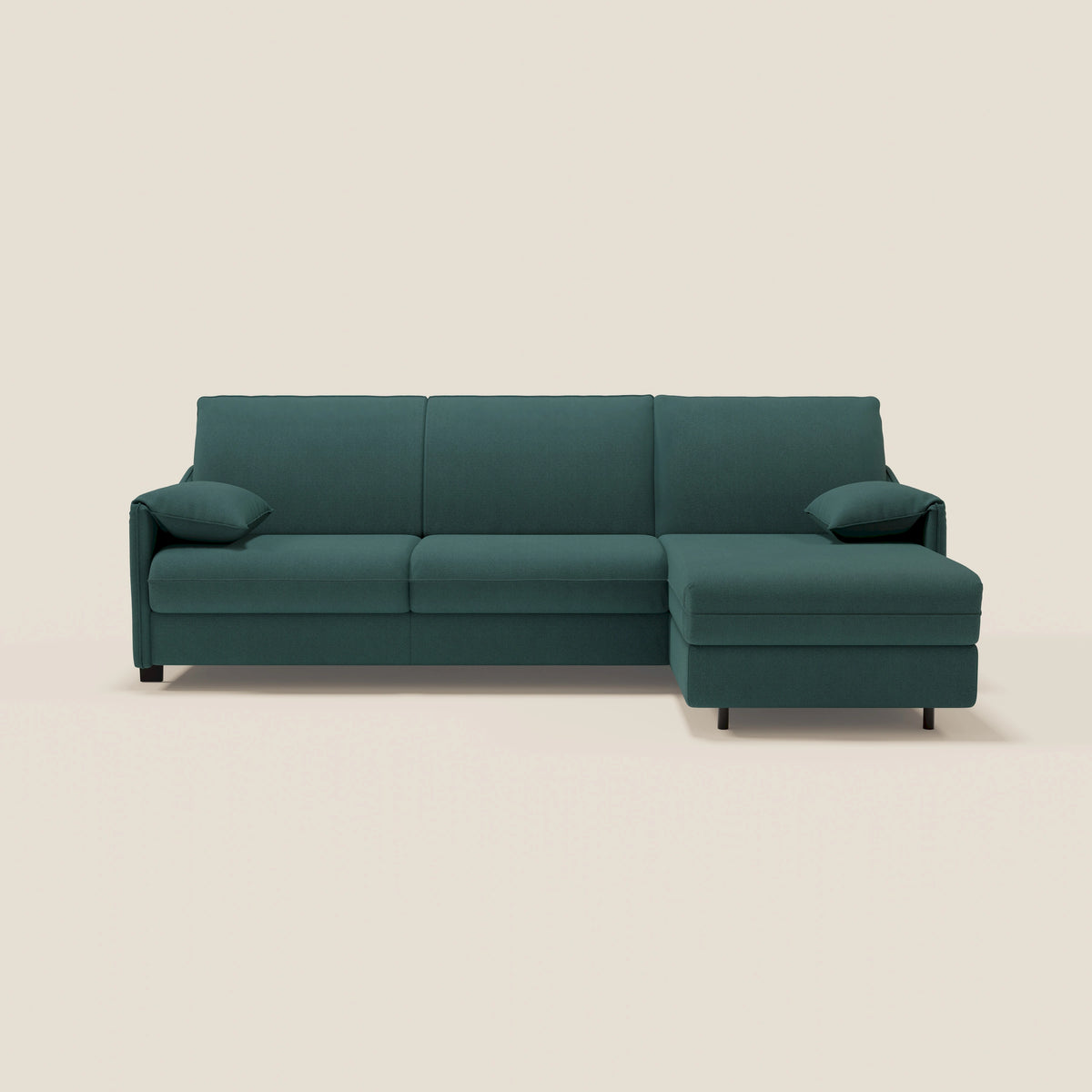 Primula divano letto angolare con materasso H18 cm - penisola contenitore in tessuto smacchiabile T05 - divitt.sbs