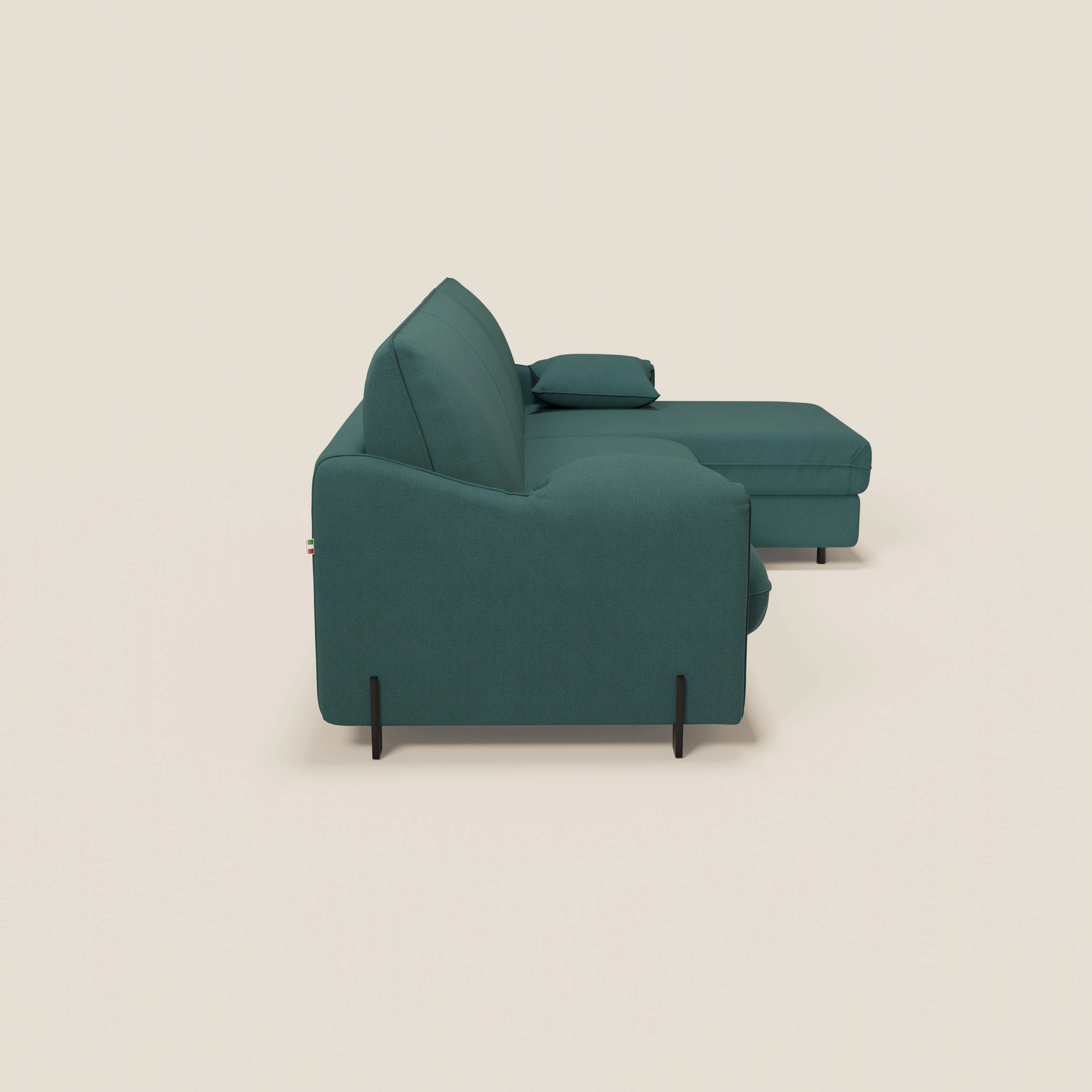 Primula divano letto angolare con materasso H18 cm - penisola contenitore in tessuto smacchiabile T05 - divitt.sbs