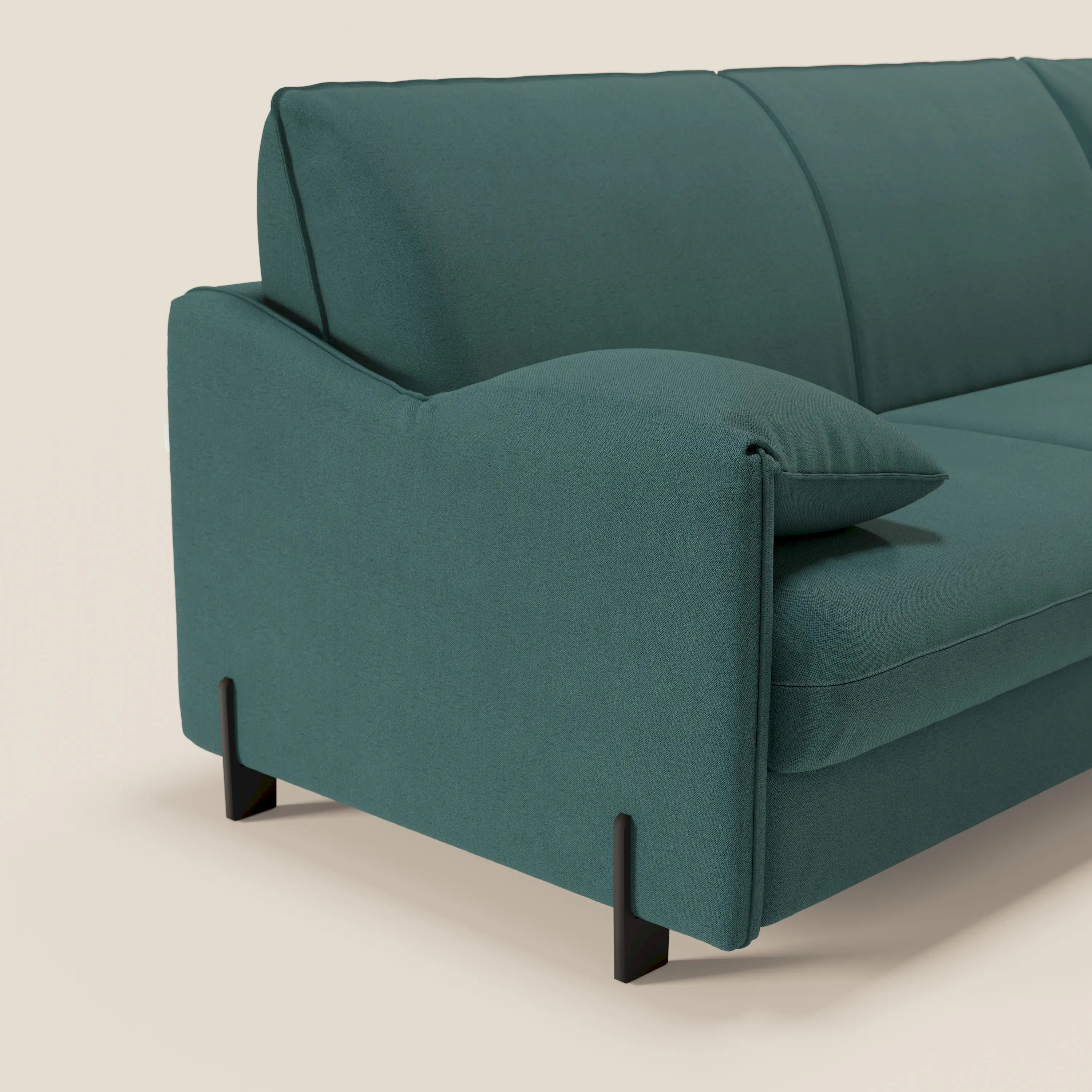 Primula divano letto angolare con materasso H18 cm - penisola contenitore in tessuto smacchiabile T05 - divitt.sbs