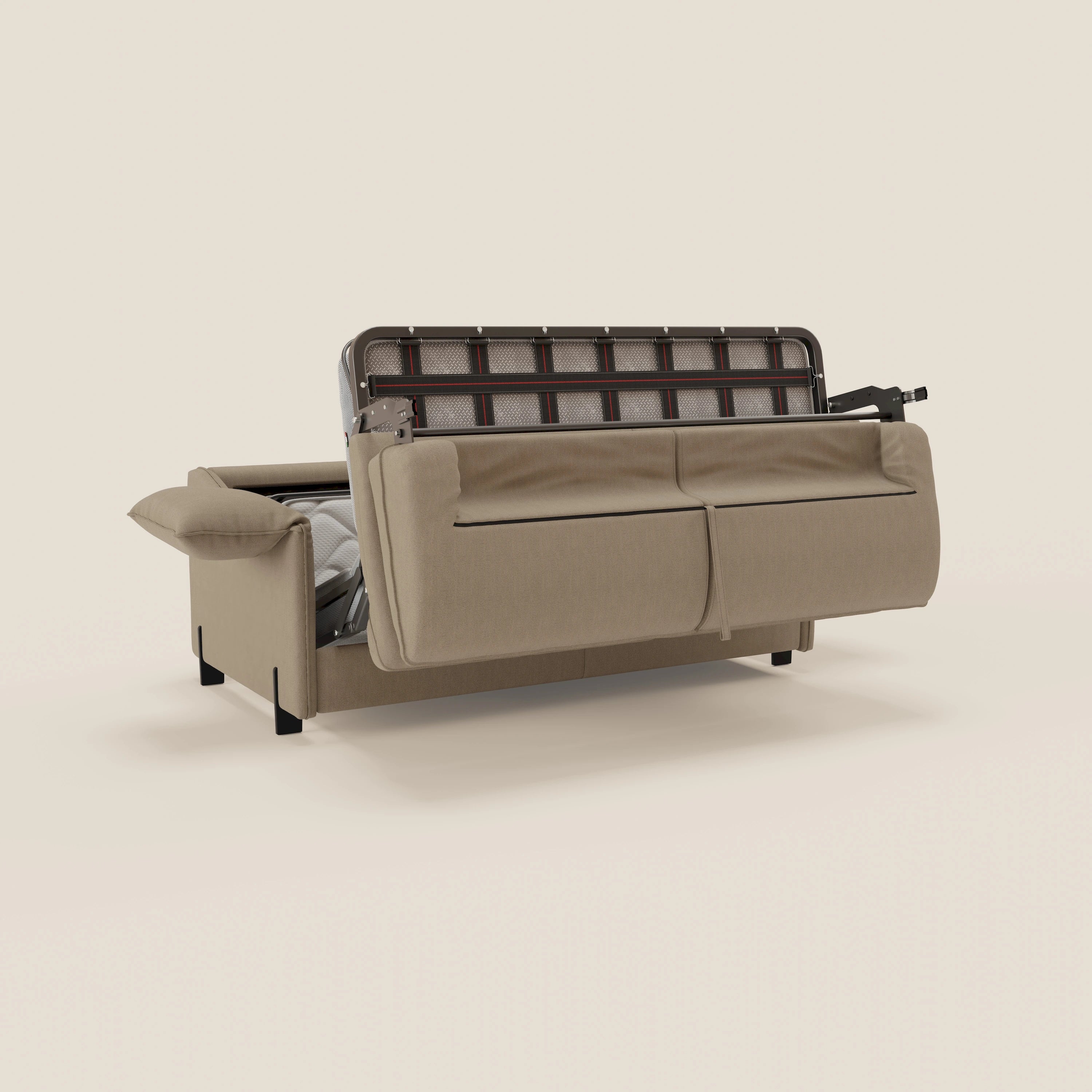 Primula divano letto con materasso alto 18 cm - braccioli mobili e tessuto smacchiabile T05 - divitt.sbs