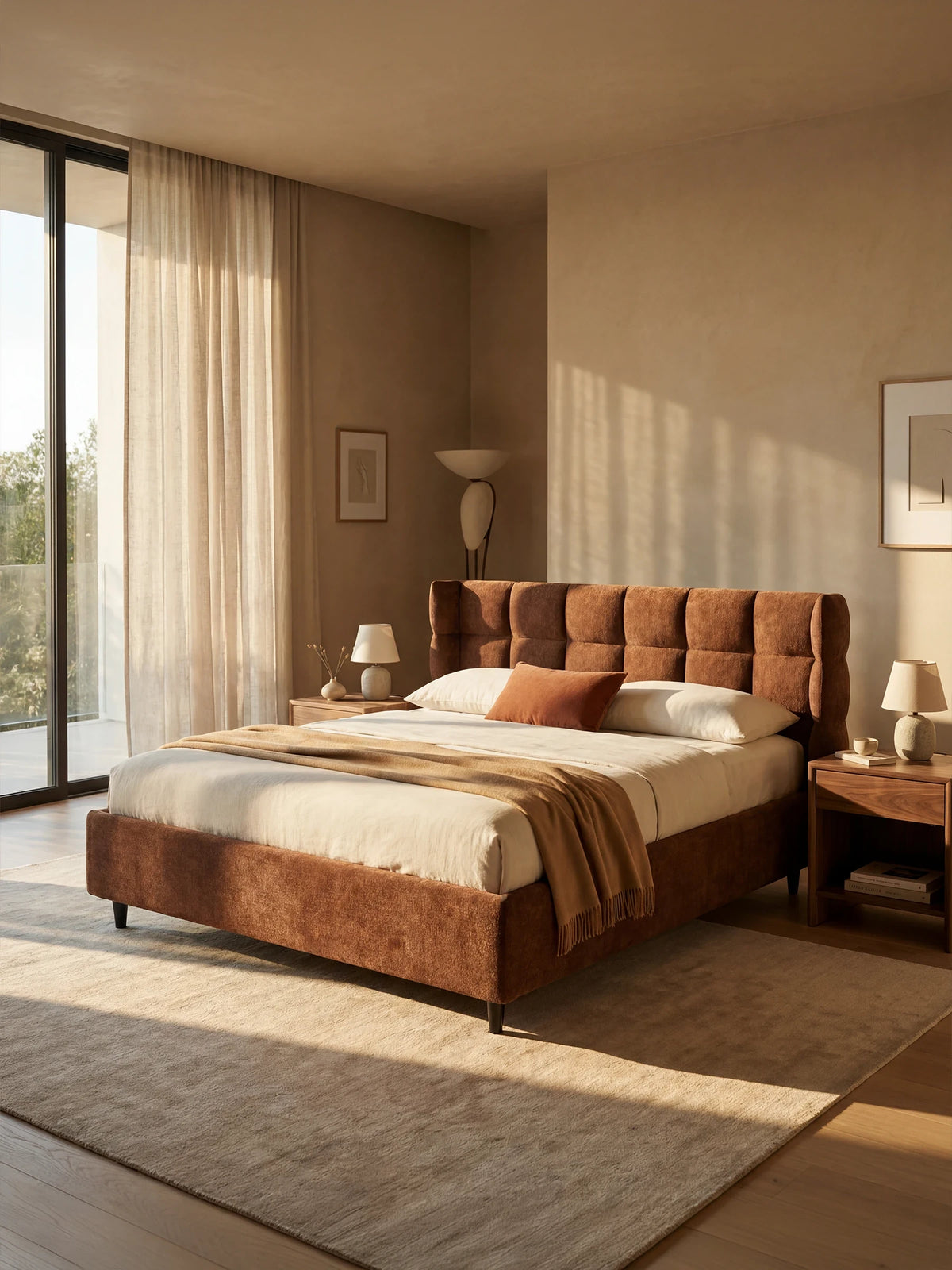 RAGNAR upholstered bed with storage compartment and enveloping capitonné headboard - elegant Oeko-Tex® certified fabric