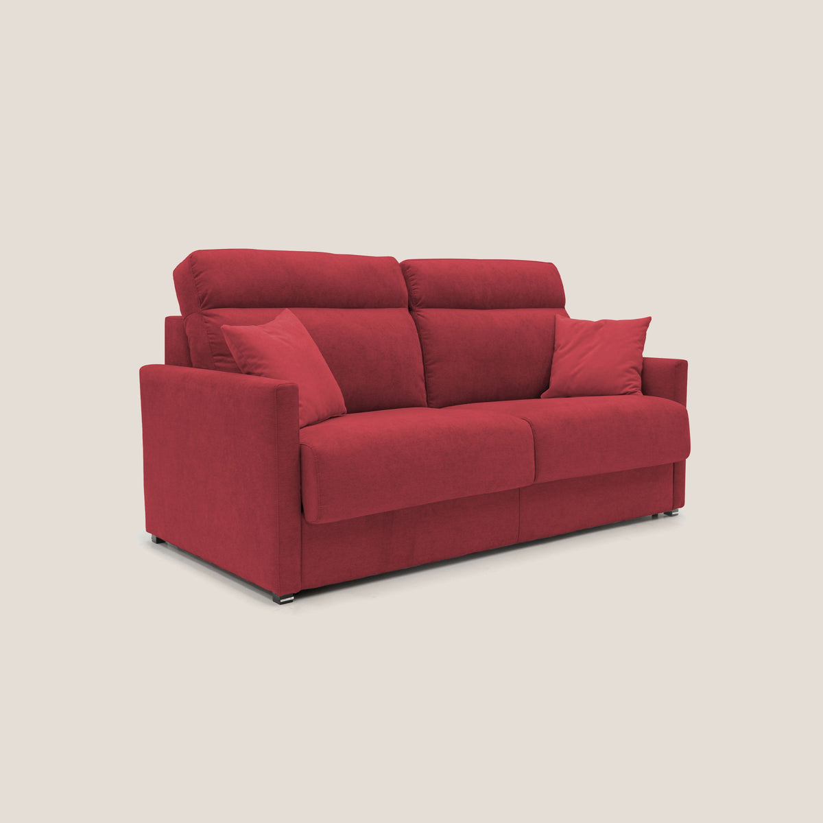 Margot Divano letto matrimoniale con schienale morbido alto in tessuto T02 rosso - divitt.sbs