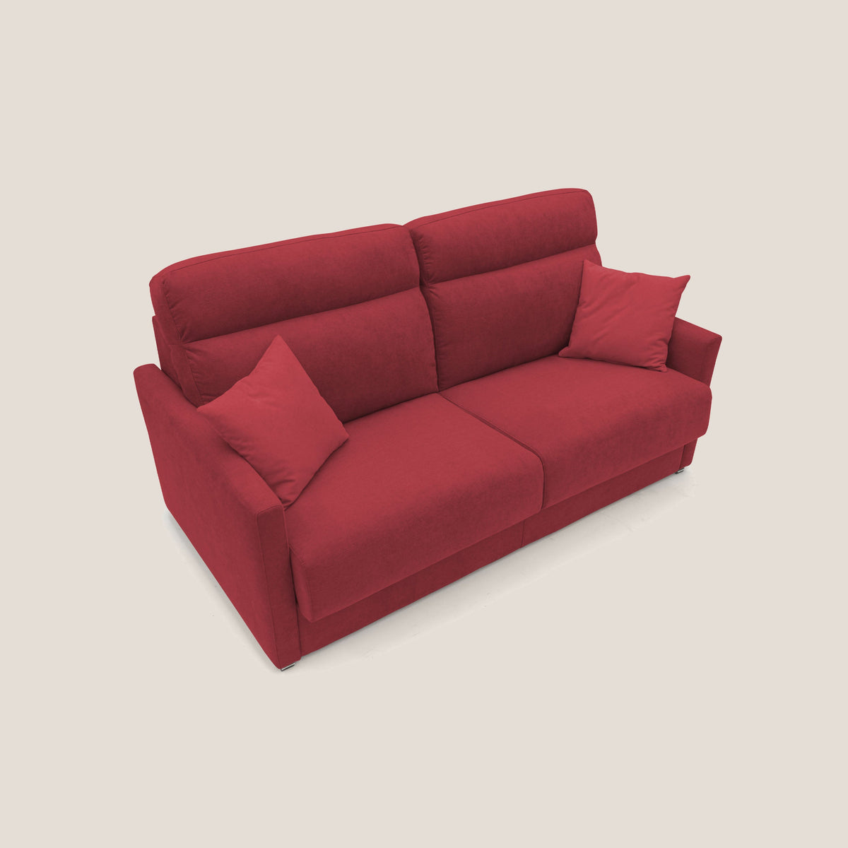 Margot Divano letto matrimoniale con schienale morbido alto in tessuto T02 rosso - divitt.sbs