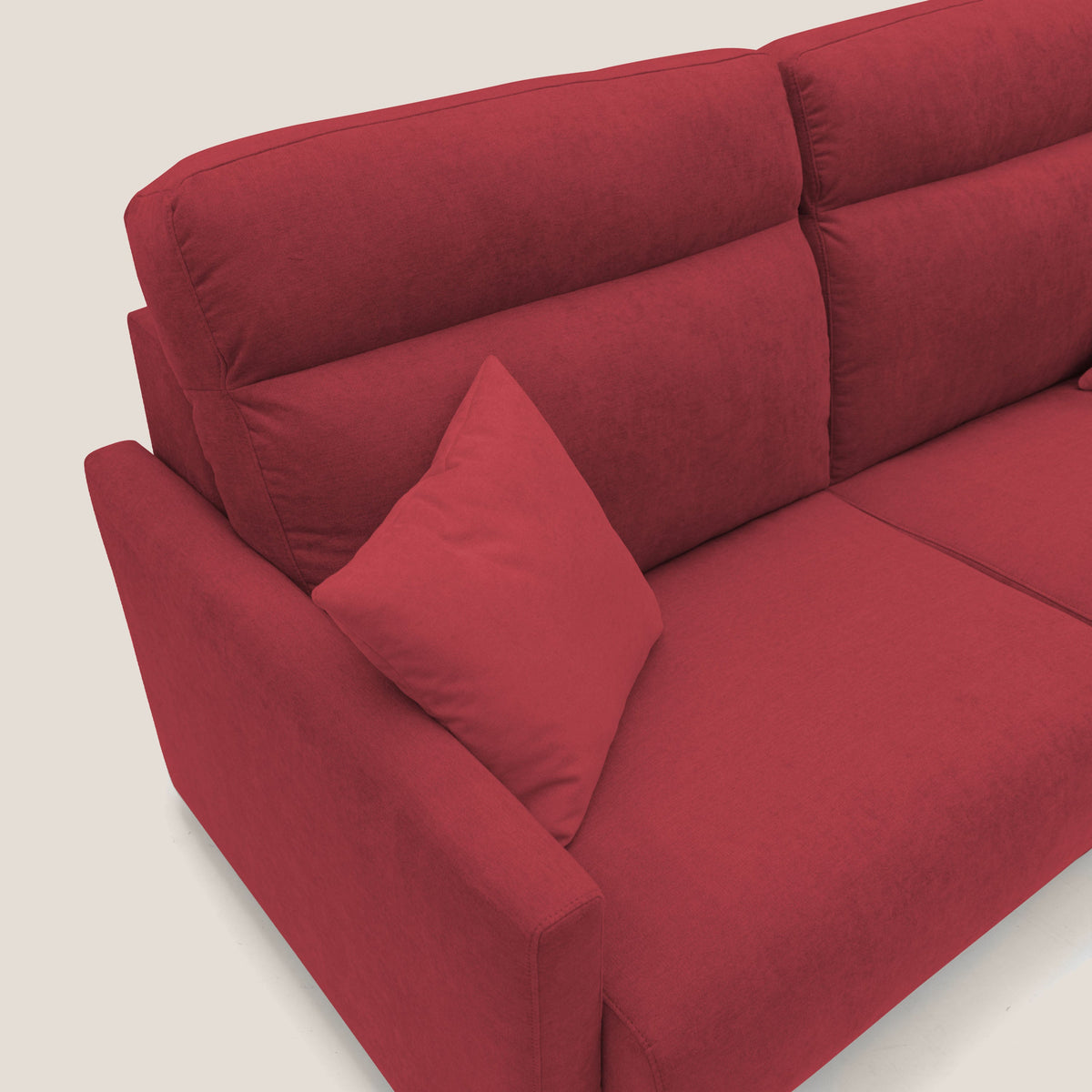 Margot Divano letto matrimoniale con schienale morbido alto in tessuto T02 rosso - divitt.sbs