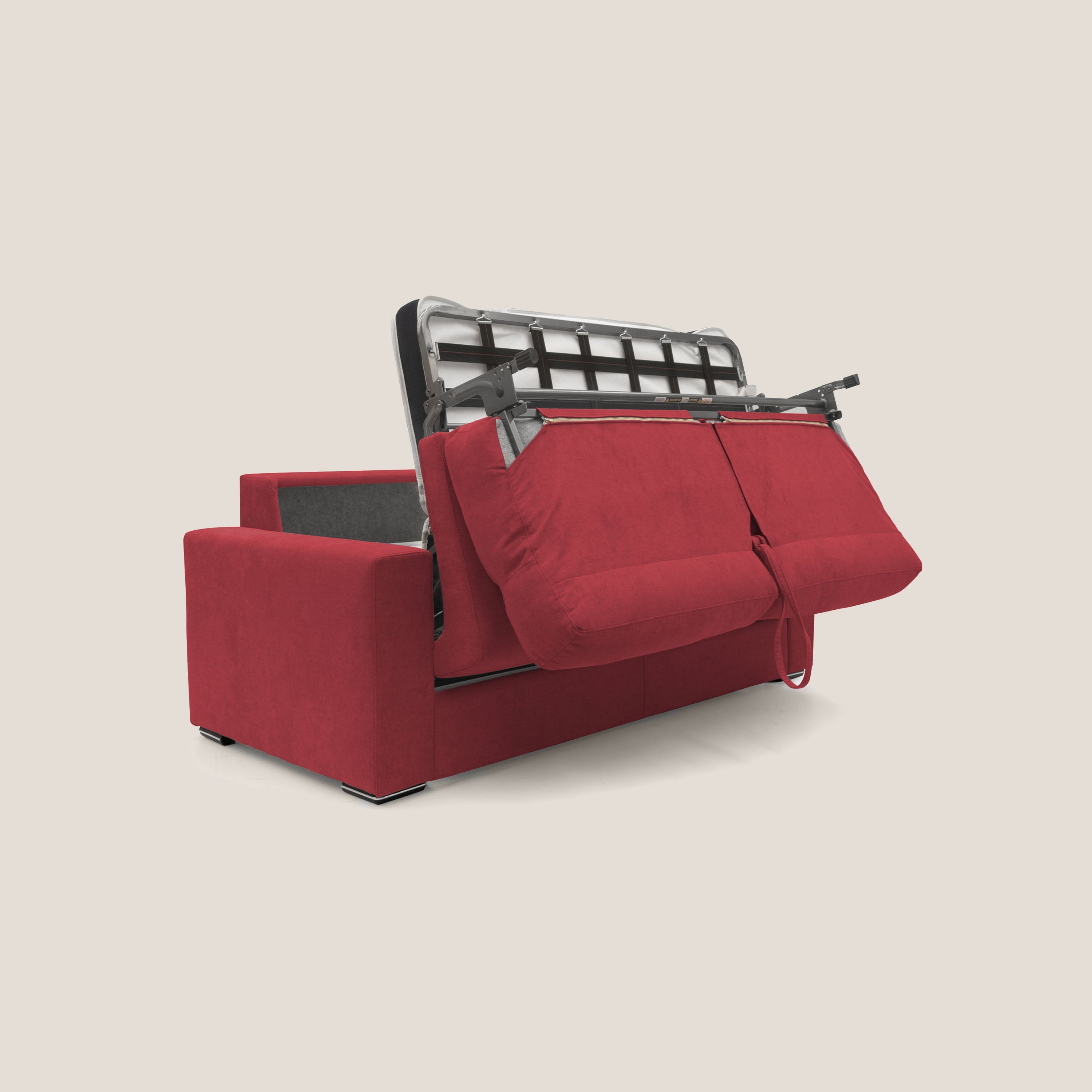 Nikita Divano letto matrimoniale con schienale morbido alto e rivestimento T02 rosso - divitt.sbs