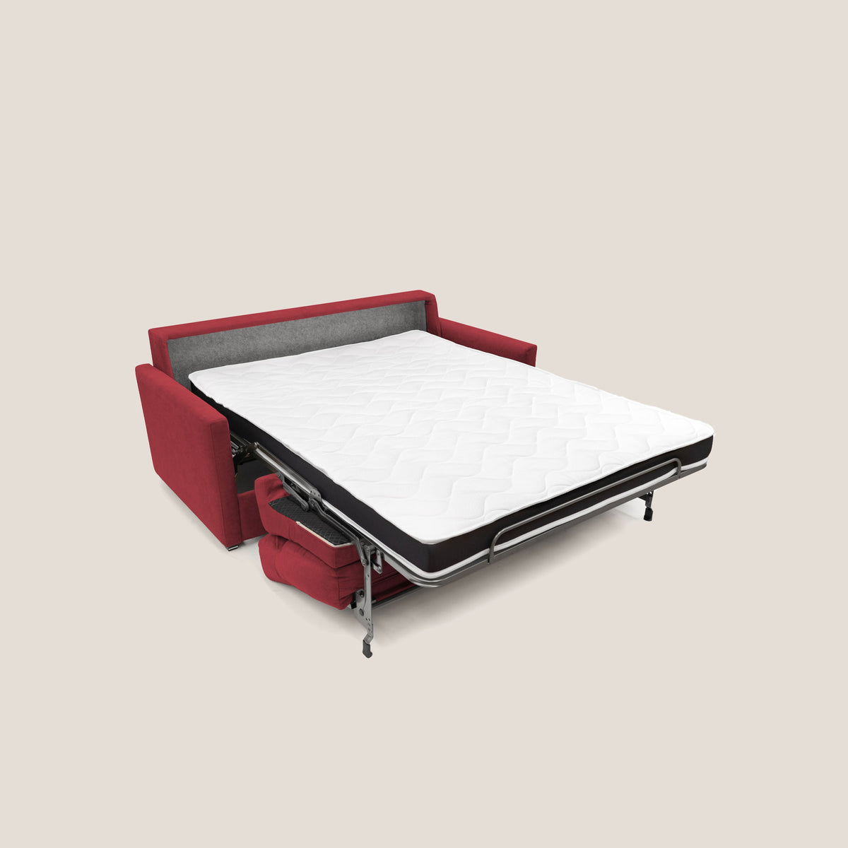 Margot Divano letto matrimoniale con schienale morbido alto in tessuto T02 rosso - divitt.sbs