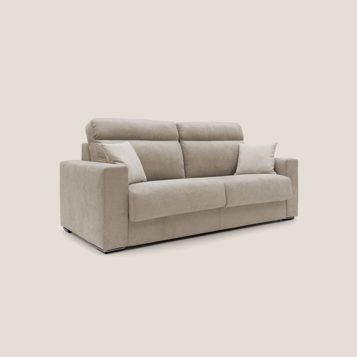Nikita Divano letto matrimoniale con schienale morbido alto e rivestimento T02 beige - divitt.sbs
