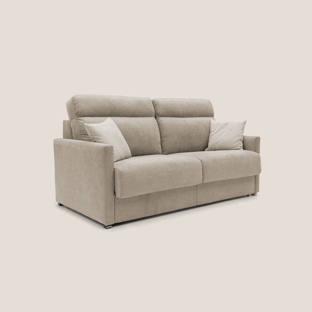Margot Divano letto matrimoniale con schienale morbido alto in tessuto T02 beige - divitt.sbs