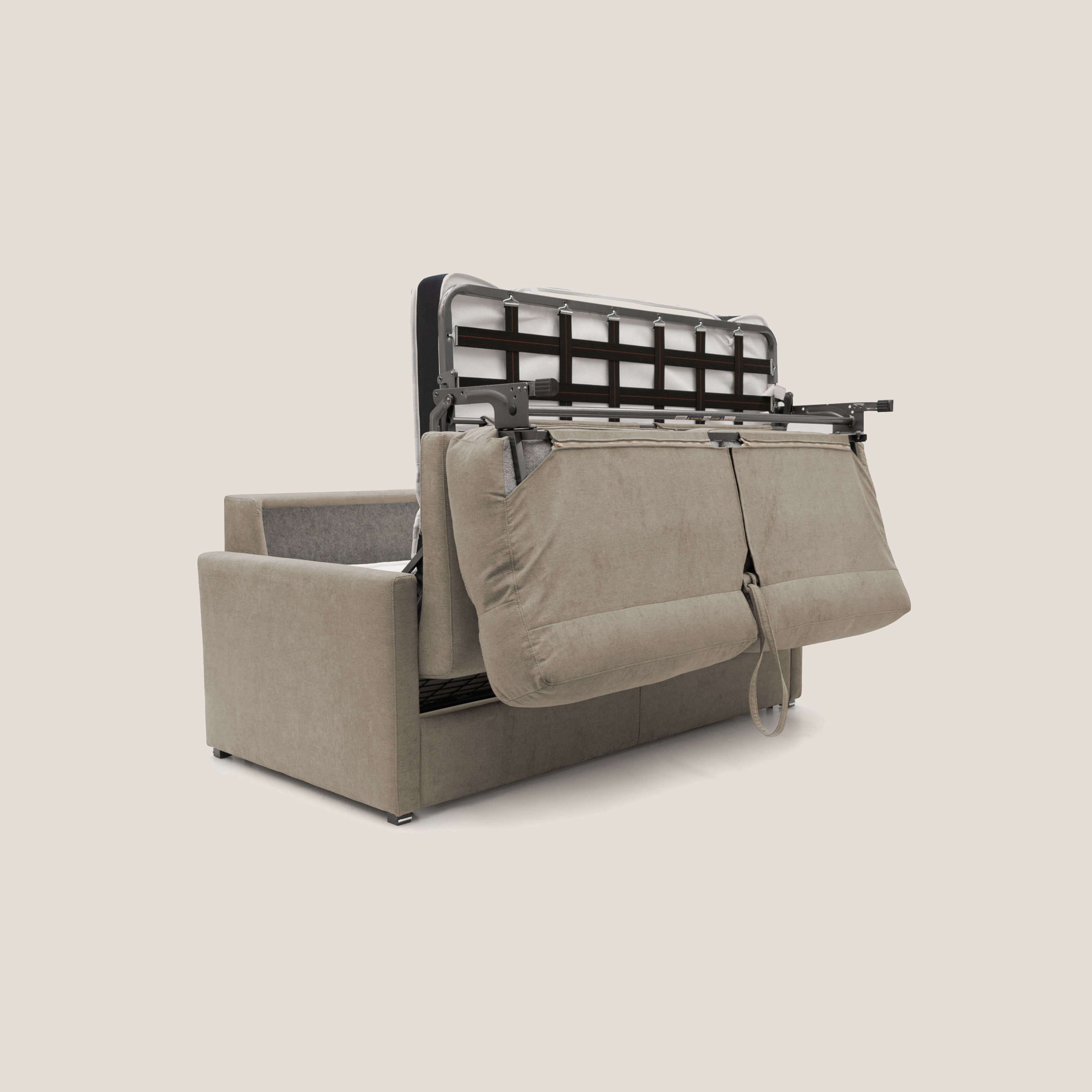 Margot Divano letto matrimoniale con schienale morbido alto in tessuto T02 beige - divitt.sbs