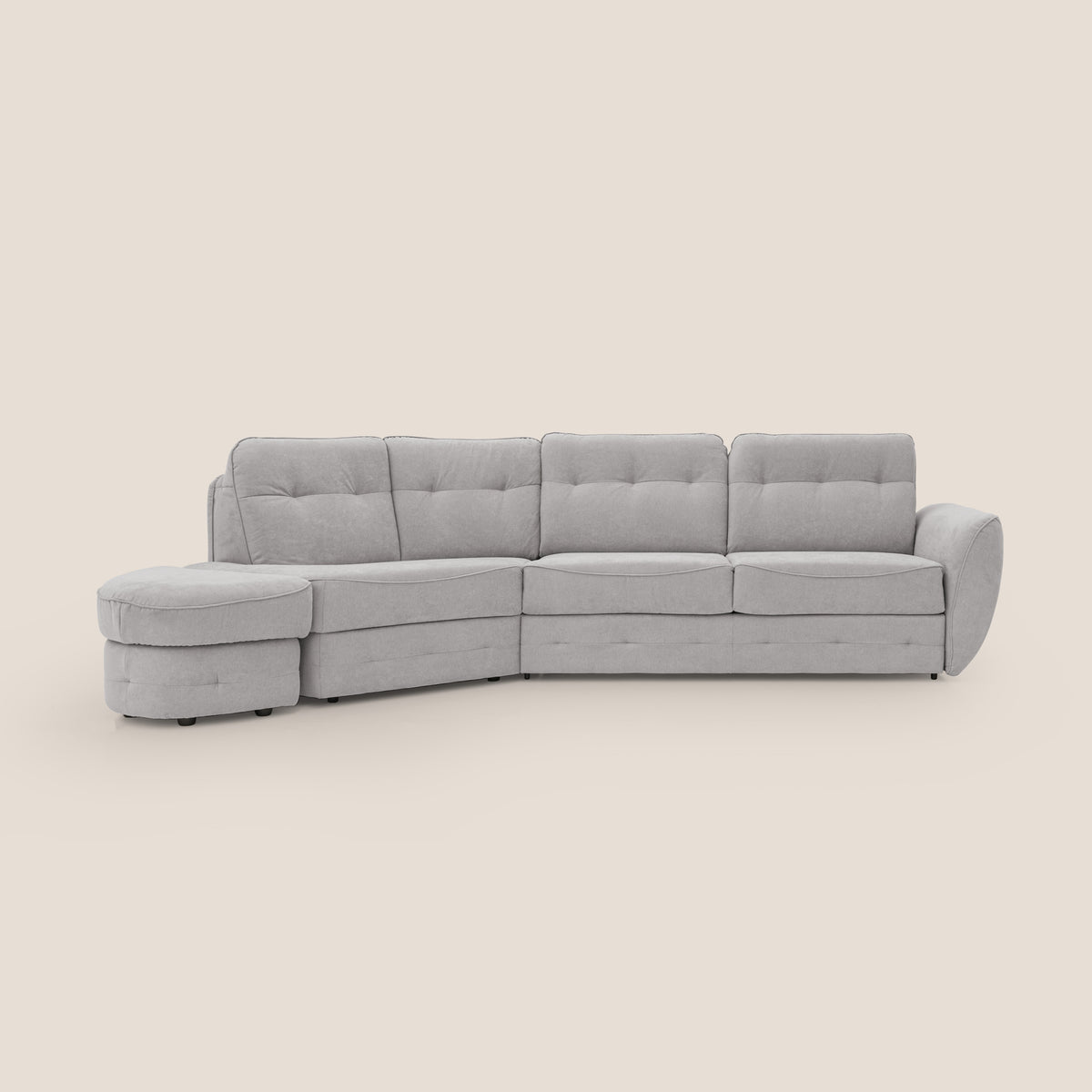 Zeus divano letto angolare con materasso H18 cm pouf mobile in tessuto impermeabile T02 - divitt.sbs