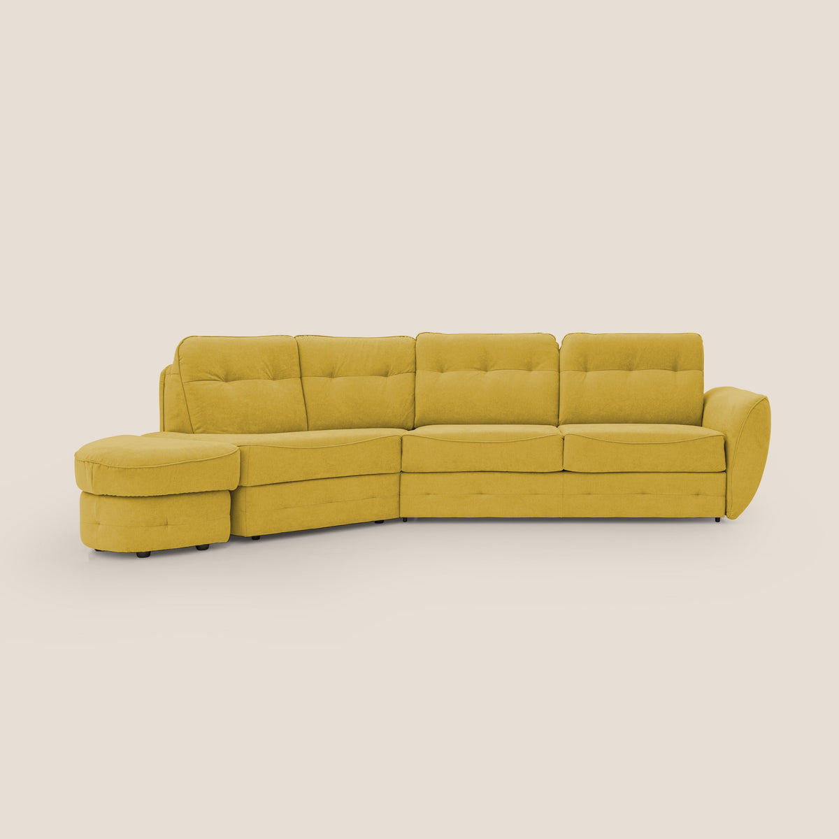 Zeus divano letto angolare con materasso H18 cm pouf mobile in tessuto impermeabile T02 giallo - divitt.sbs