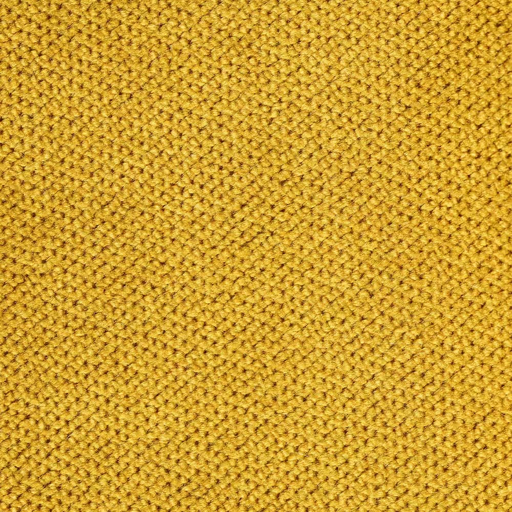 Primo piano del tessuto “Personalizzazione” in T30 GIOIELLO, colore giallo senape, caratterizzato da una trama fitta e uniforme con un motivo granulare ripetitivo composto da piccoli anelli di filo intrecciati tra loro.