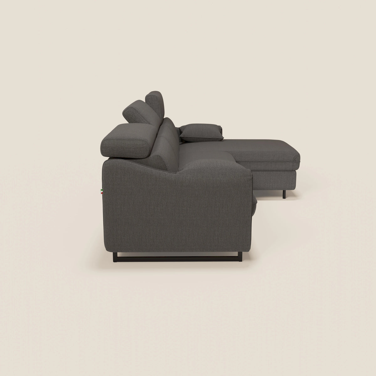 Violetta Divano Letto Angolare con Penisola contenitore, Poggiatesta e Materasso Alto H18 in tessuto impermeabile T13 - divitt.sbs