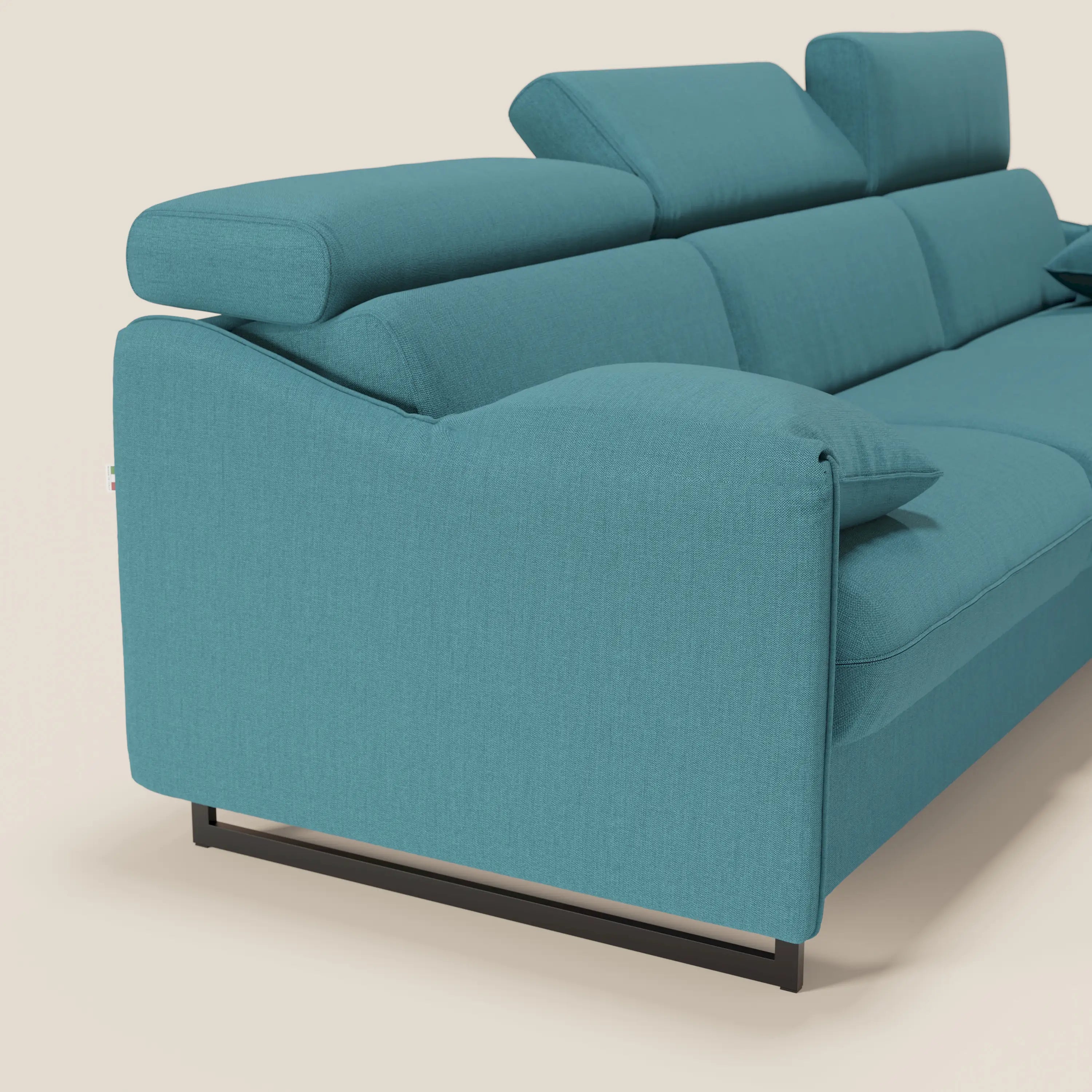 Violetta Divano Letto Angolare con Penisola contenitore, Poggiatesta e Materasso Alto H18 in tessuto impermeabile T13 - divitt.sbs