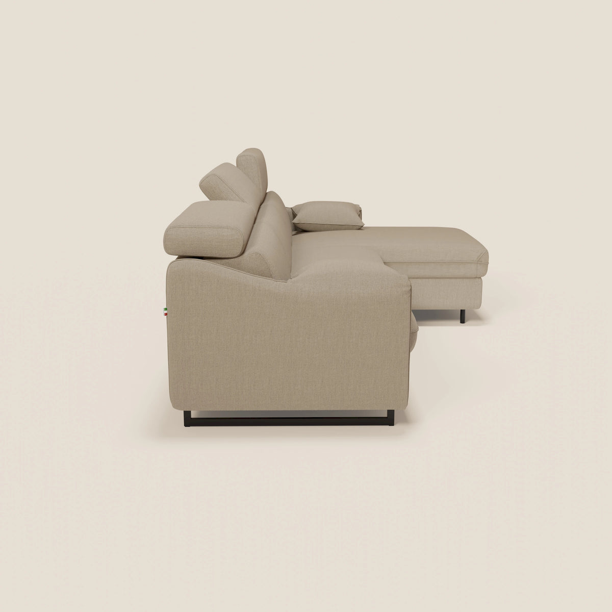 Violetta Divano Letto Angolare con Penisola contenitore, Poggiatesta e Materasso Alto H18 in tessuto impermeabile T13 - divitt.sbs