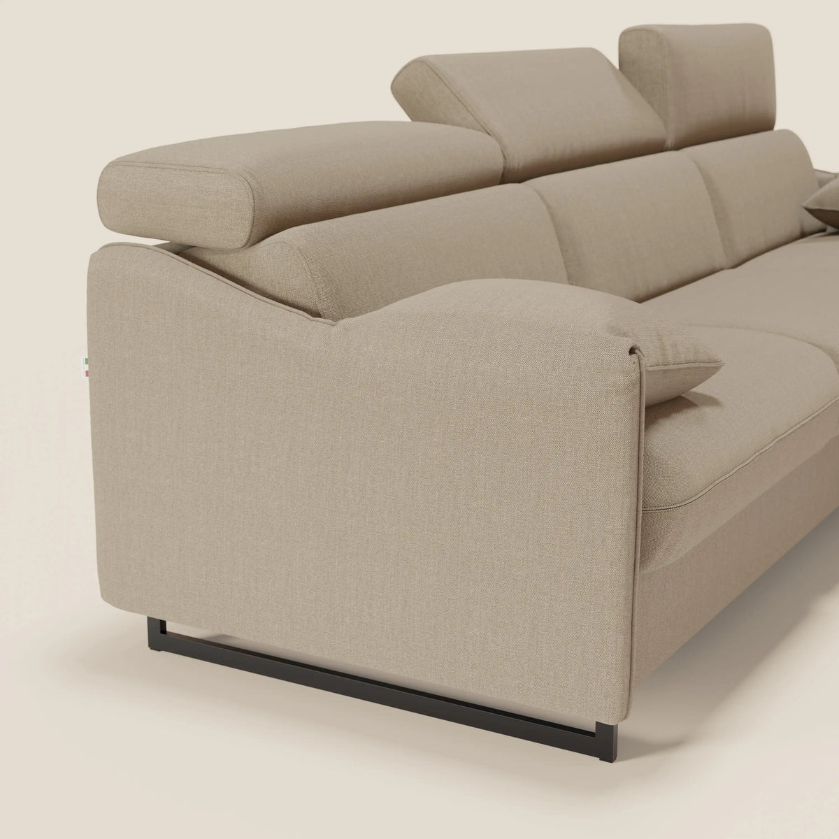 Violetta Divano Letto Angolare con Penisola contenitore, Poggiatesta e Materasso Alto H18 in tessuto impermeabile T13 - divitt.sbs
