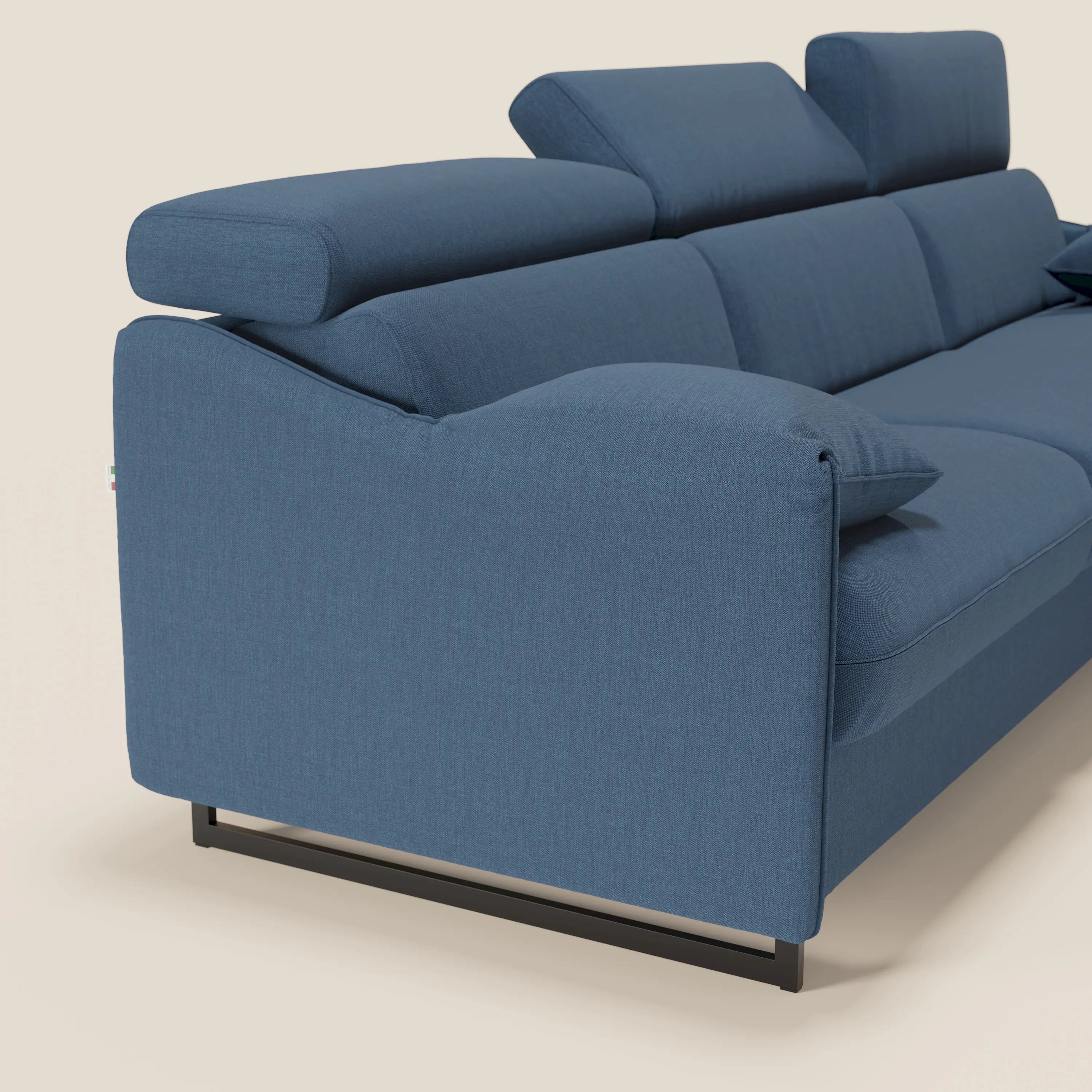 Violetta Divano Letto Angolare con Penisola contenitore, Poggiatesta e Materasso Alto H18 in tessuto impermeabile T13 - divitt.sbs